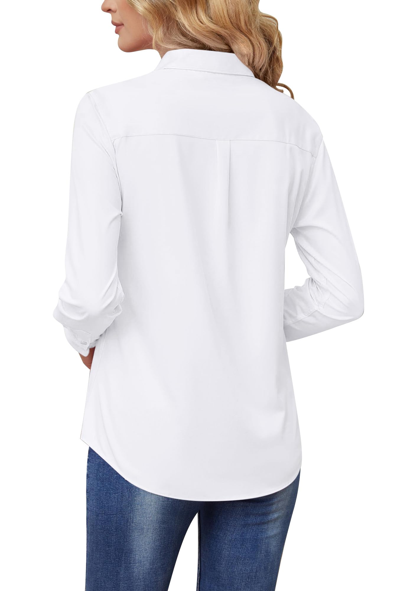 Wrinkle-Free Women's Button Down Shirts - Long Sleeve Stretch Business Blouse for Office & Formal Work | Perfect for Professional Meetings, Interviews & Corporate Events