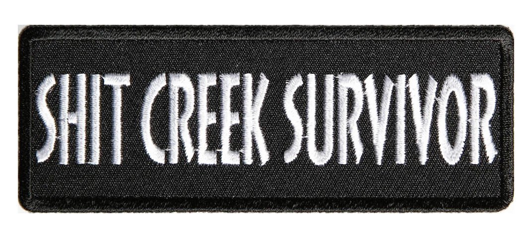 Survivor Embroidered Iron-On Patch 4.0 x 1.5 Inch - Sht Creek Design for Jackets, Backpacks & DIY Crafts | Durable Sew-On Badge for Clothing & Accessories