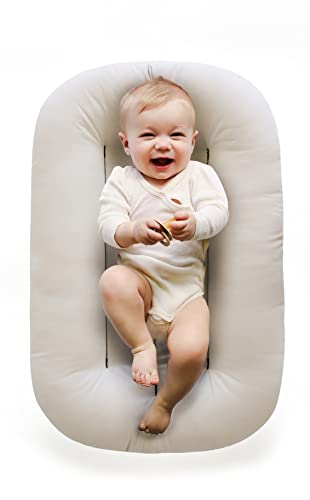 Snuggle Me Organic Bare Baby Lounger & Infant Floor Seat - Newborn Essentials with Organic Cotton & Fiberfill - Perfect for Nursery, Playtime & Travel