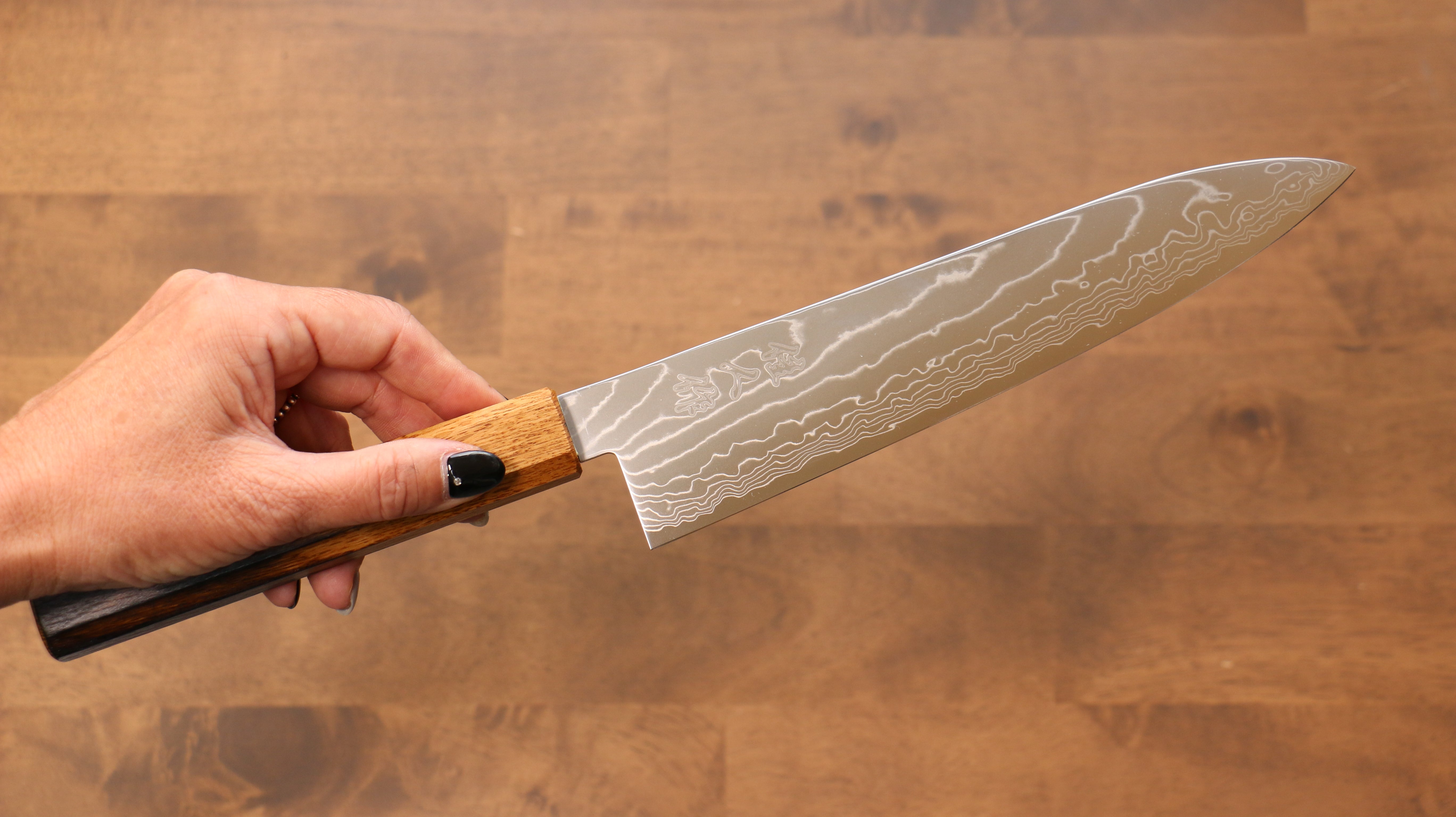 Premium Kajin Cobalt Special Steel Damascus Gyuto Chef Knife 210mm - Handcrafted Japanese Kitchen Knife with Burnt Oak (Mehakkaku) Handle - Perfect for Slicing, Dicing & Precision Cooking in Professional & Home Kitchens