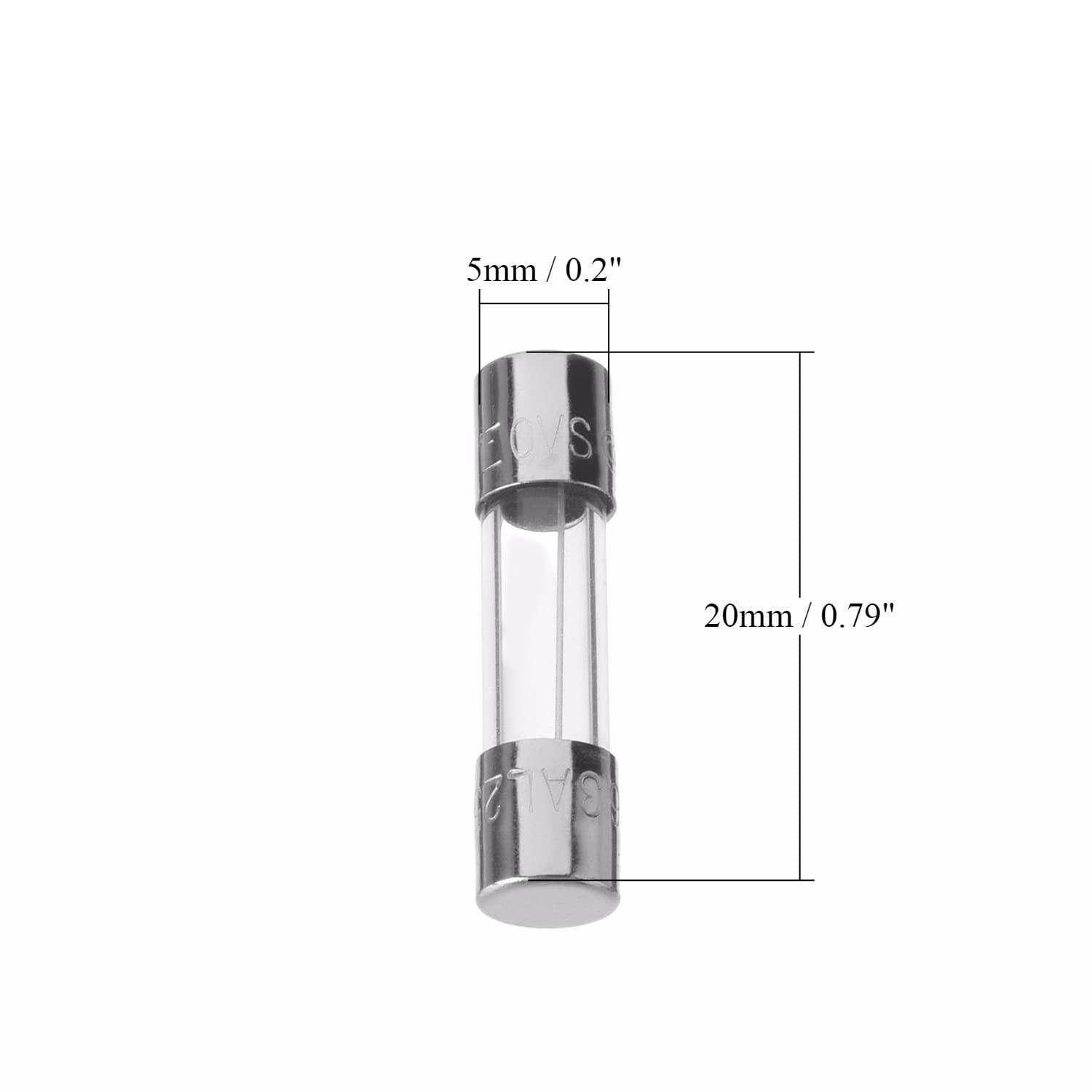 Slow Blow Glass Fuse 250V 1A 5x20mm - Pack of 20 - Time Delay Fuse for Electronics, Appliances, and Power Supplies - Perfect for Circuit Protection in Home, Office, and Industrial Use