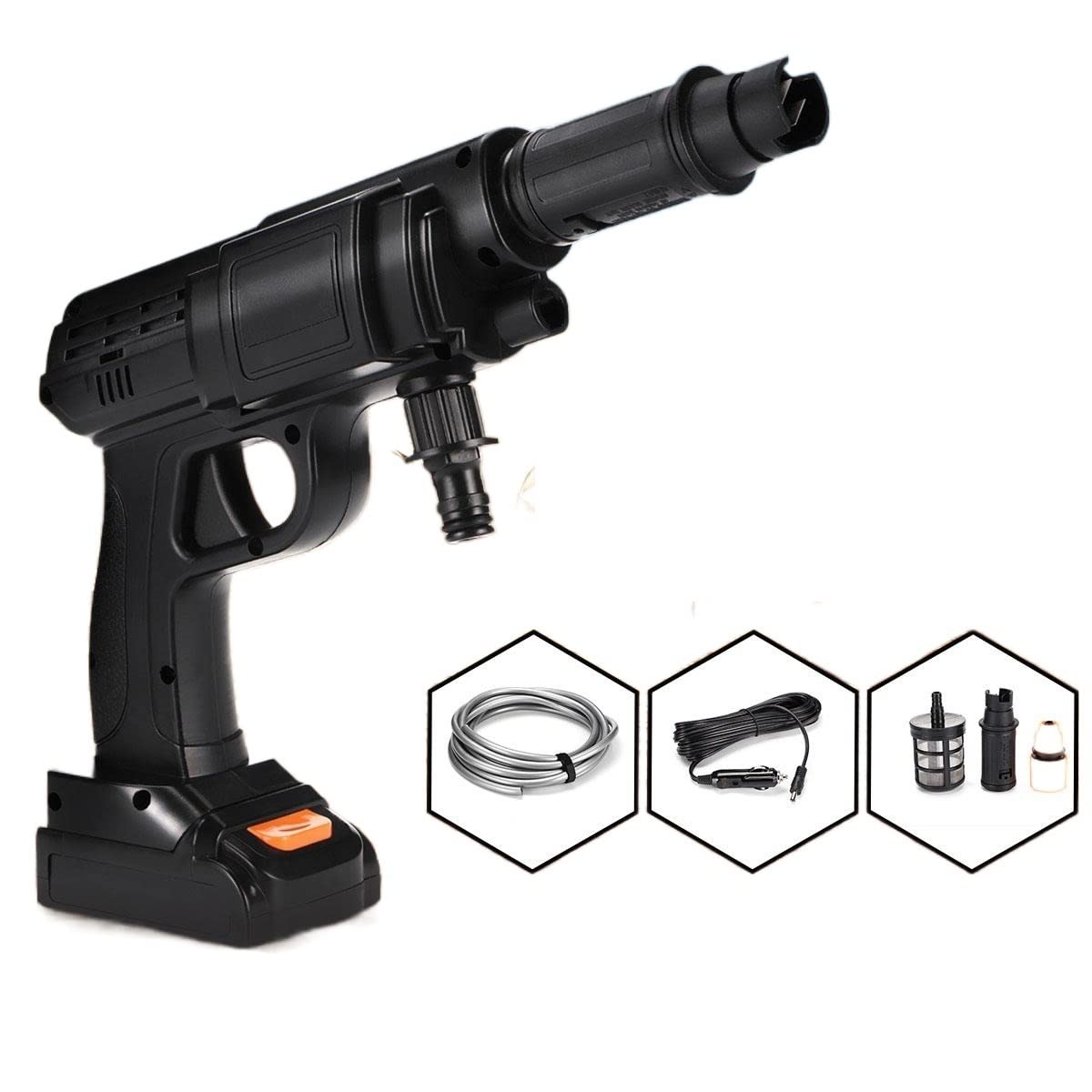 **YKLL Wireless High Pressure Car Washer - Portable Water Gun Spray Nozzle for Car Cleaning, Home & Outdoor Use**    **Use Cases:** Perfect for car washing, patio cleaning, garden watering, and outdoor equipment maintenance.