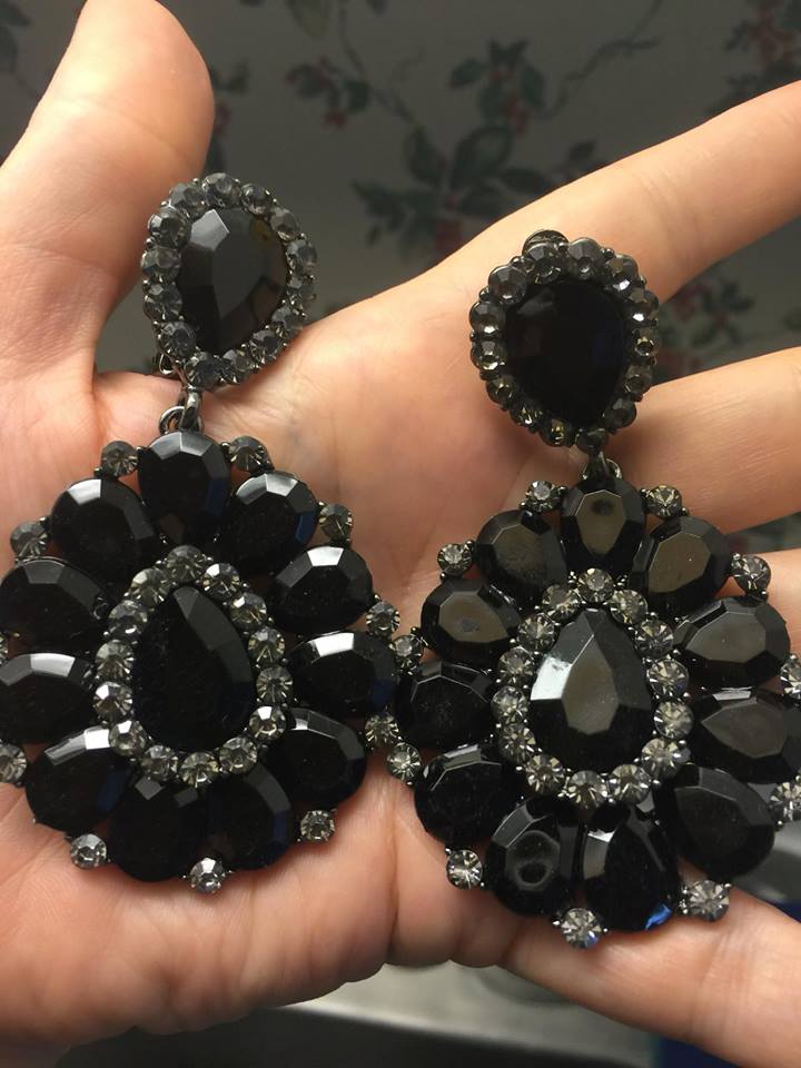Elegant Black Clip-On Pageant Earrings for Women - Perfect for Prom, Wedding & Special Occasions
