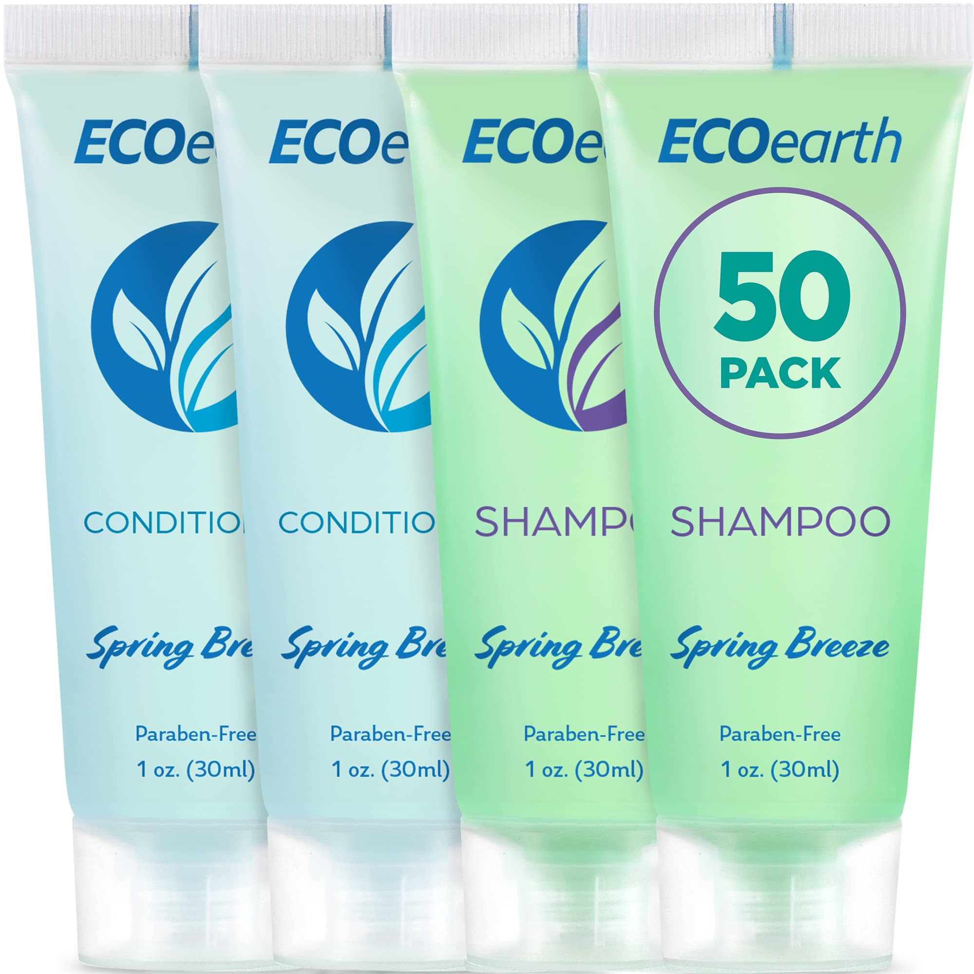 EcoEarth Travel Shampoo and Conditioner Set - 1 fl oz (100 Pack) - Spring Breeze Scent - Bulk Hotel Toiletries for Guests - Refreshing & Revitalizing Hair Care - Perfect for Hotels, Spas, Travel & Hospitality Gifts