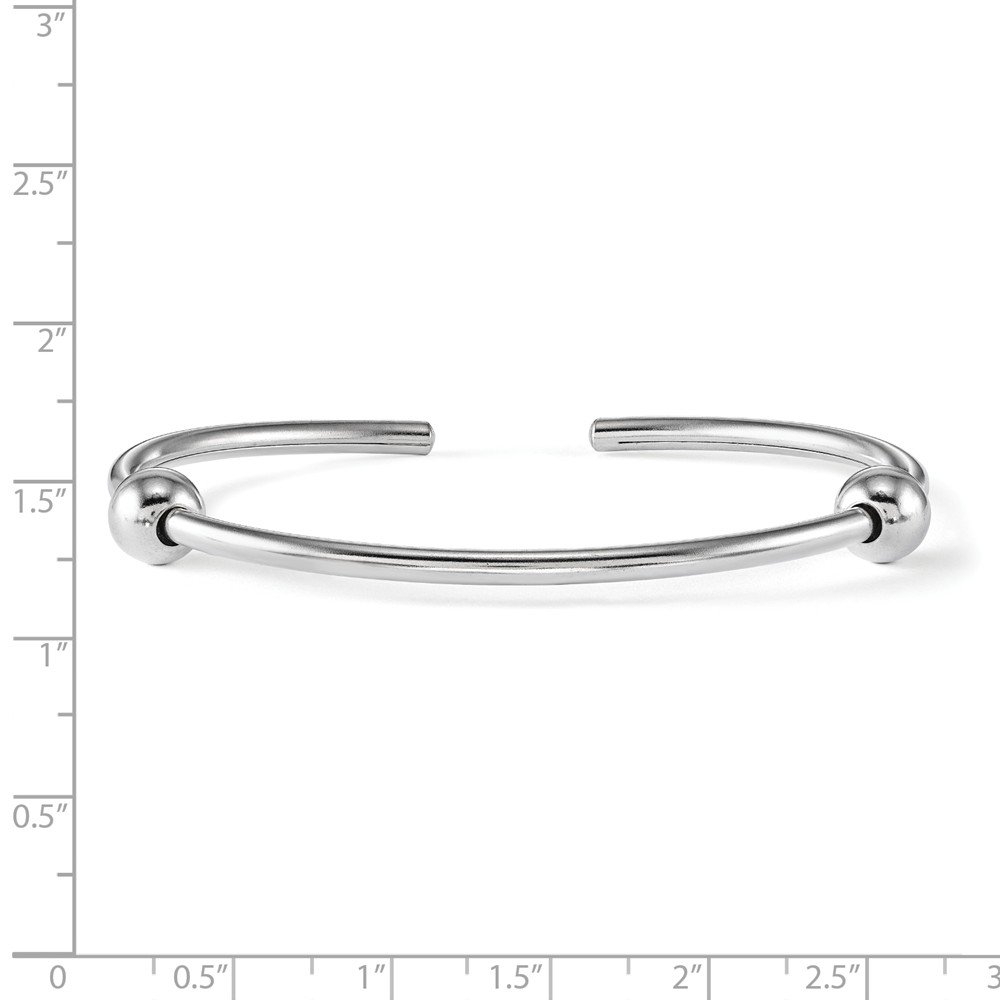 925 Sterling Silver Polished Bangle Bracelet with 2 Stopper Beads - Elegant Jewelry for Women, Perfect for Parties, Weddings & Everyday Wear