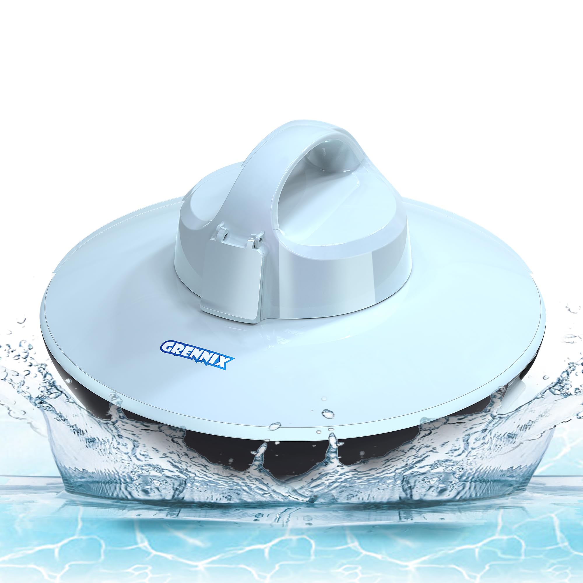 Arctic Blue Robotic Pool Vacuum Cleaner - Automatic Self-Cleaning Pool Robot for In-Ground & Above Ground Pools - Powerful Suction, Self-Docking Underwater Skimmer with Top Handle - Perfect for Backyard, Vacation Homes & Swimming Pool Maintenance
