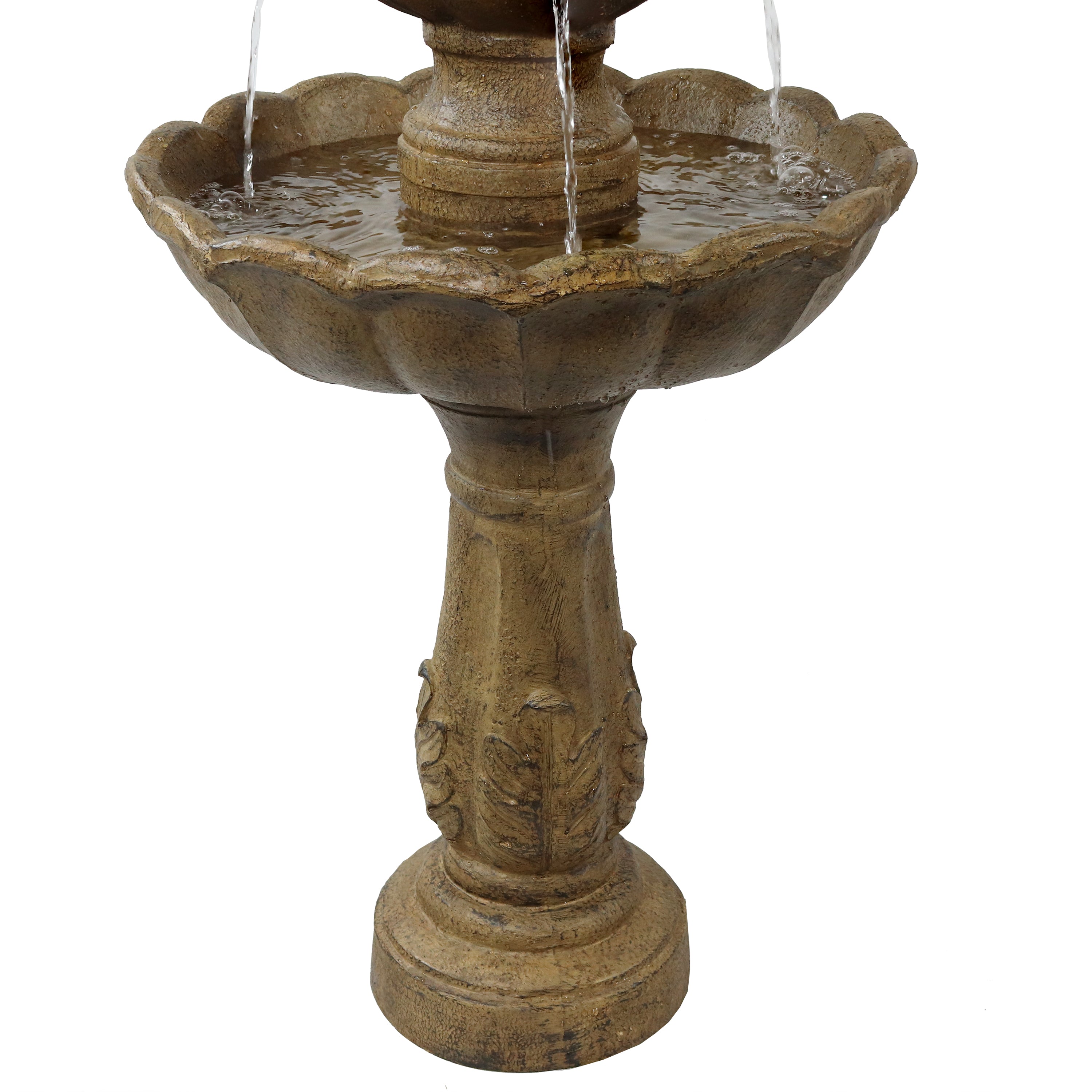 Sunnydaze Blooming Flower 2 Tier Outdoor Water Fountain - 38 Inch Tall Garden Decor for Patio, Yard & Backyard | Relaxing Water Feature for Outdoor Spaces