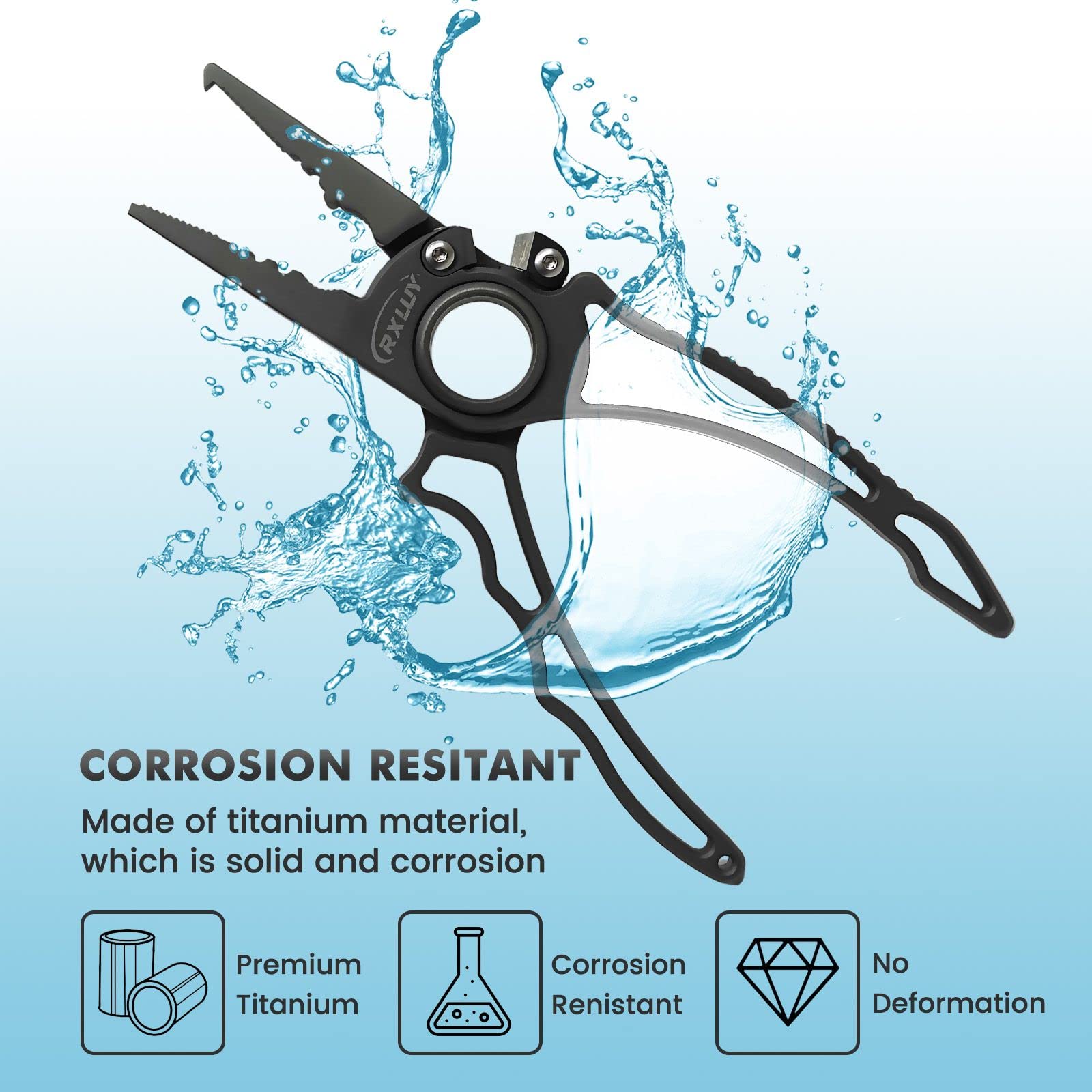 Premium Titanium Fishing Pliers - Saltwater Fishing Gear with Tungsten Cutters & Split Ring Hook Remover | Knot Tying Tool with Lanyard | Ideal for Ice Fishing, Sea Fishing & Gifts for Anglers | Perfect for Offshore, Inshore & Freshwater Fishing Adventures