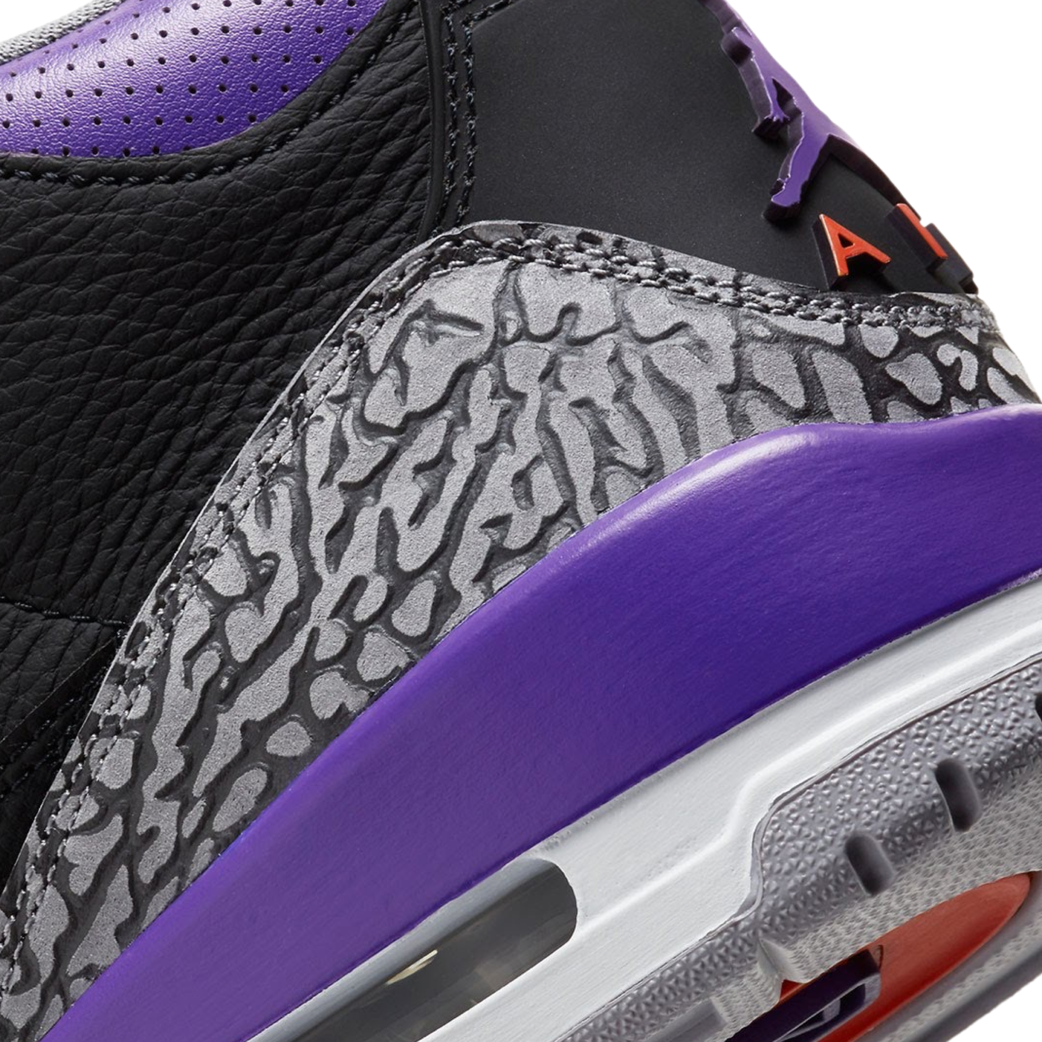 Air Jordan 3 Retro Sneakers - Black Court Purple Cement Grey Basketball Shoes for Men - Perfect for Streetwear, Gym & Casual Outfits