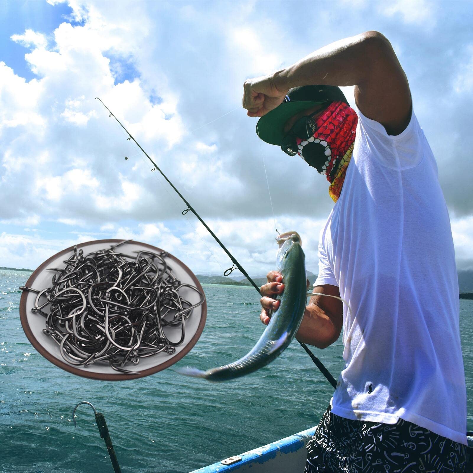 Premium Fishing Hooks Set for Freshwater & Saltwater Fishing - Bulk Worm & Catfish Hooks Kit - Durable Fishing Gear Equipment Supplies for Bass, Trout, and Saltwater Species - Perfect for Shore Fishing, Boat Angling, and Ice Fishing Adventures