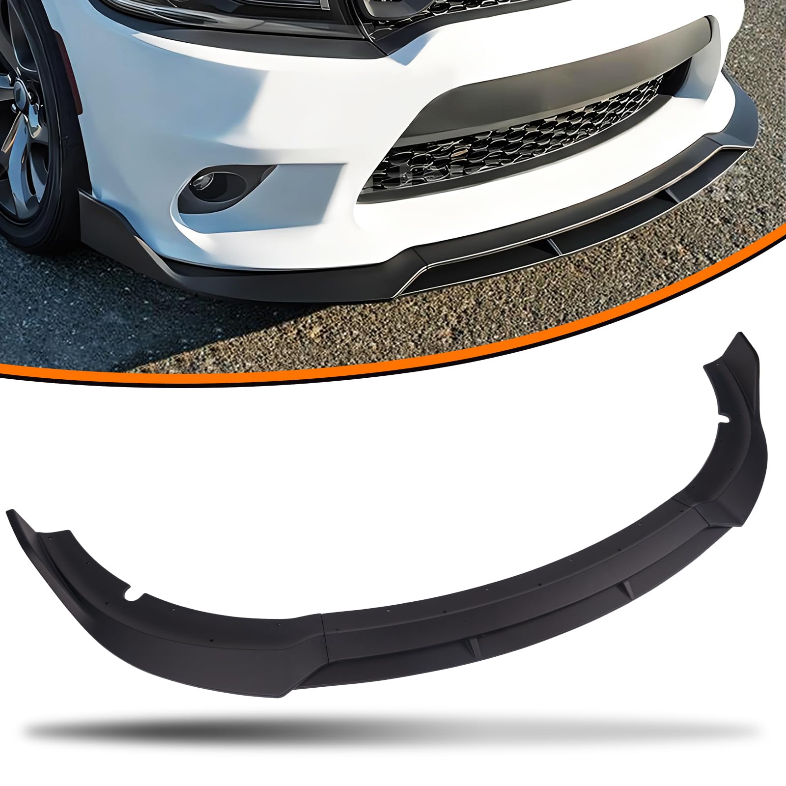 4PCS Front Bumper Lip for Dodge Charger SRT 2015-2022, ABS Lower Chin Spoiler Splitter Diffuser Body Kit - Matte Black | Enhances Aerodynamics & Aggressive Styling for Street Racing & Car Shows