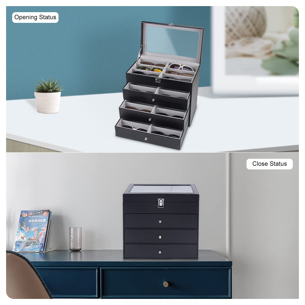 Stylish Eyeglass & Sunglass Storage Box - Durable Protective Case for Glasses & Shades - Perfect for Travel, Home, Office & Car Organization