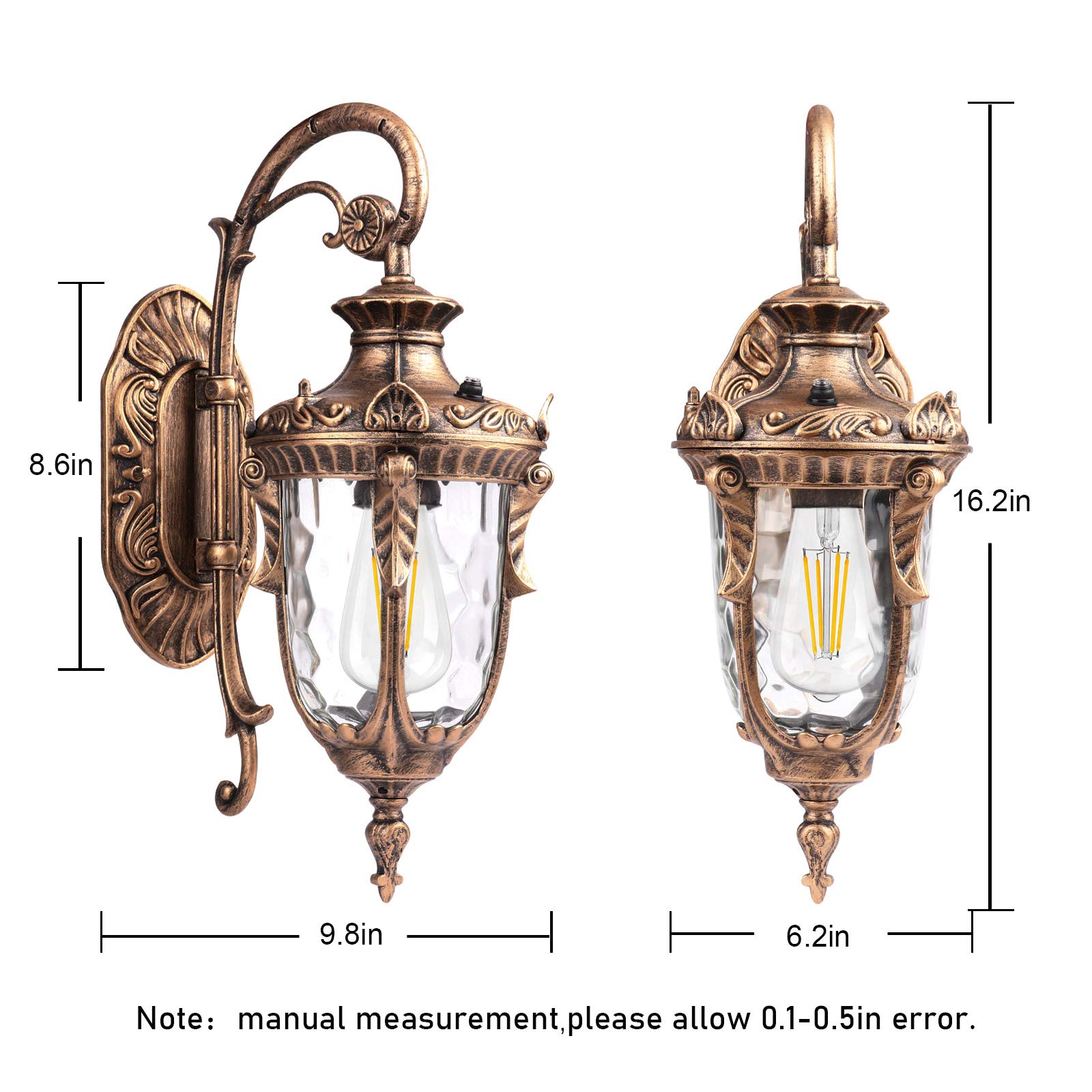 Dusk to Dawn Outdoor Wall Lights - Gold Exterior Light Fixture with Motion Sensor, Weatherproof Porch Light for Entrance, Garage & House (Gold) | Perfect for Doorway Lighting, Patio & Backyard Security