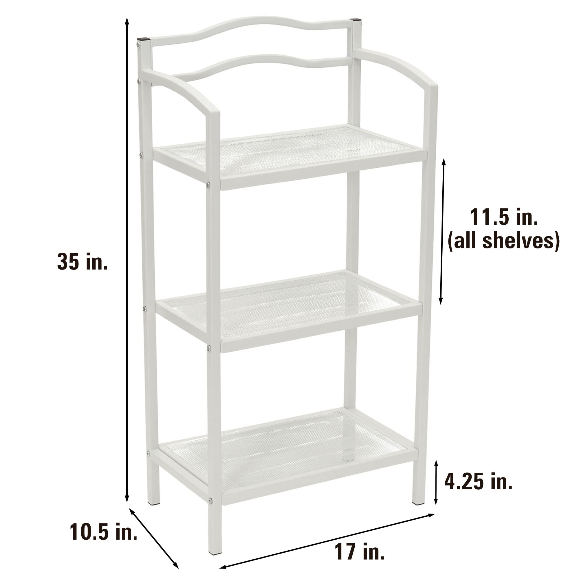 3-Tier Metal Bathroom Storage Shelf - Space Saving Organizer for Towels, Toiletries & Cosmetics | Rust-Resistant White Finish | Perfect for Small Bathrooms, Showers & Vanities