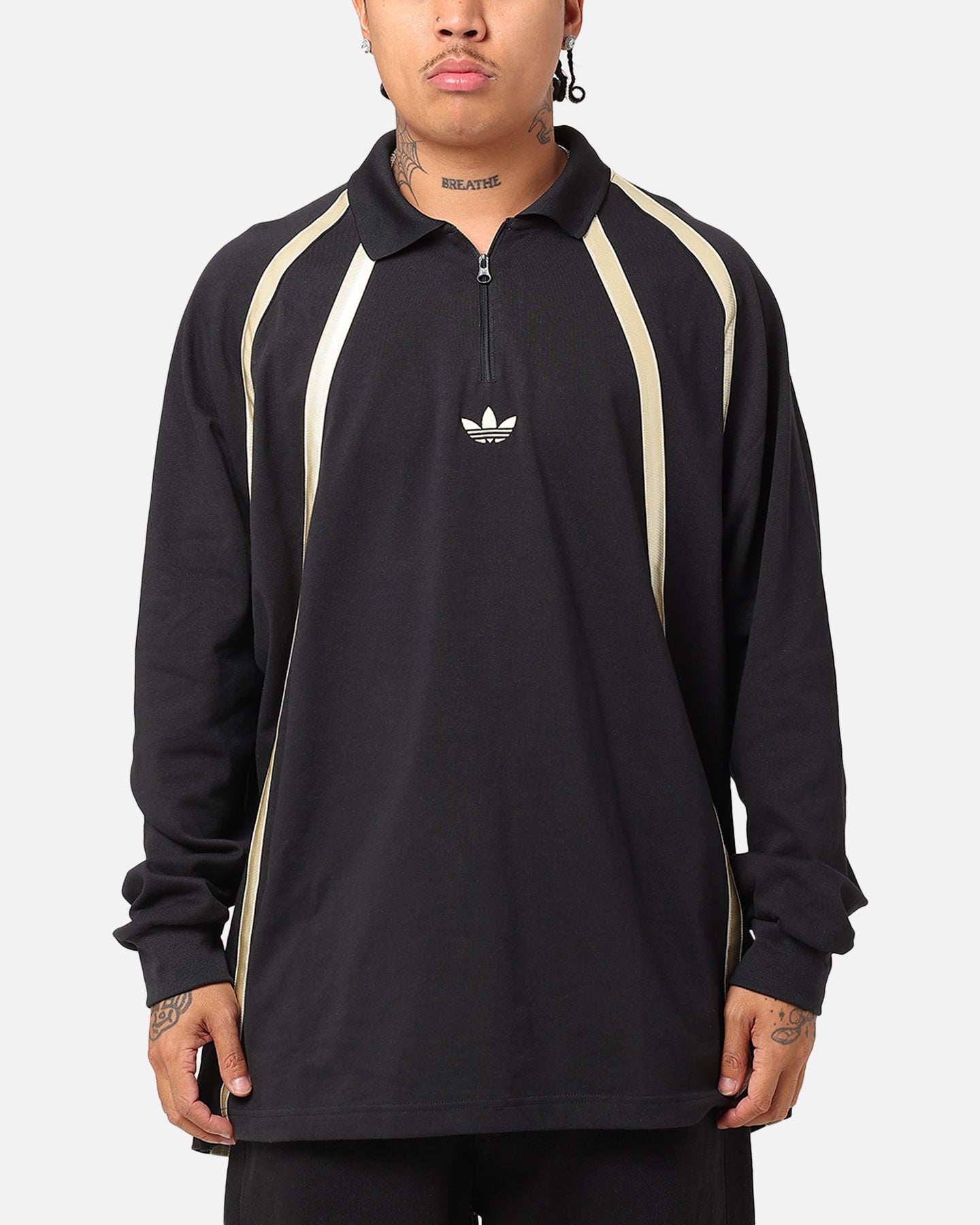 Adidas Rugby Long Sleeve Polo Shirt for Men - Moisture Wicking Performance Top - Black Athletic Shirt for Rugby, Golf & Casual Wear