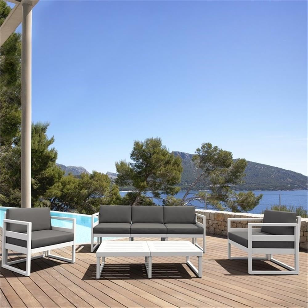 Compamia Mykonos White Rectangle Lounge Coffee Table - Modern Living Room Furniture for Small Spaces, Perfect for Apartments and Cozy Home Decor