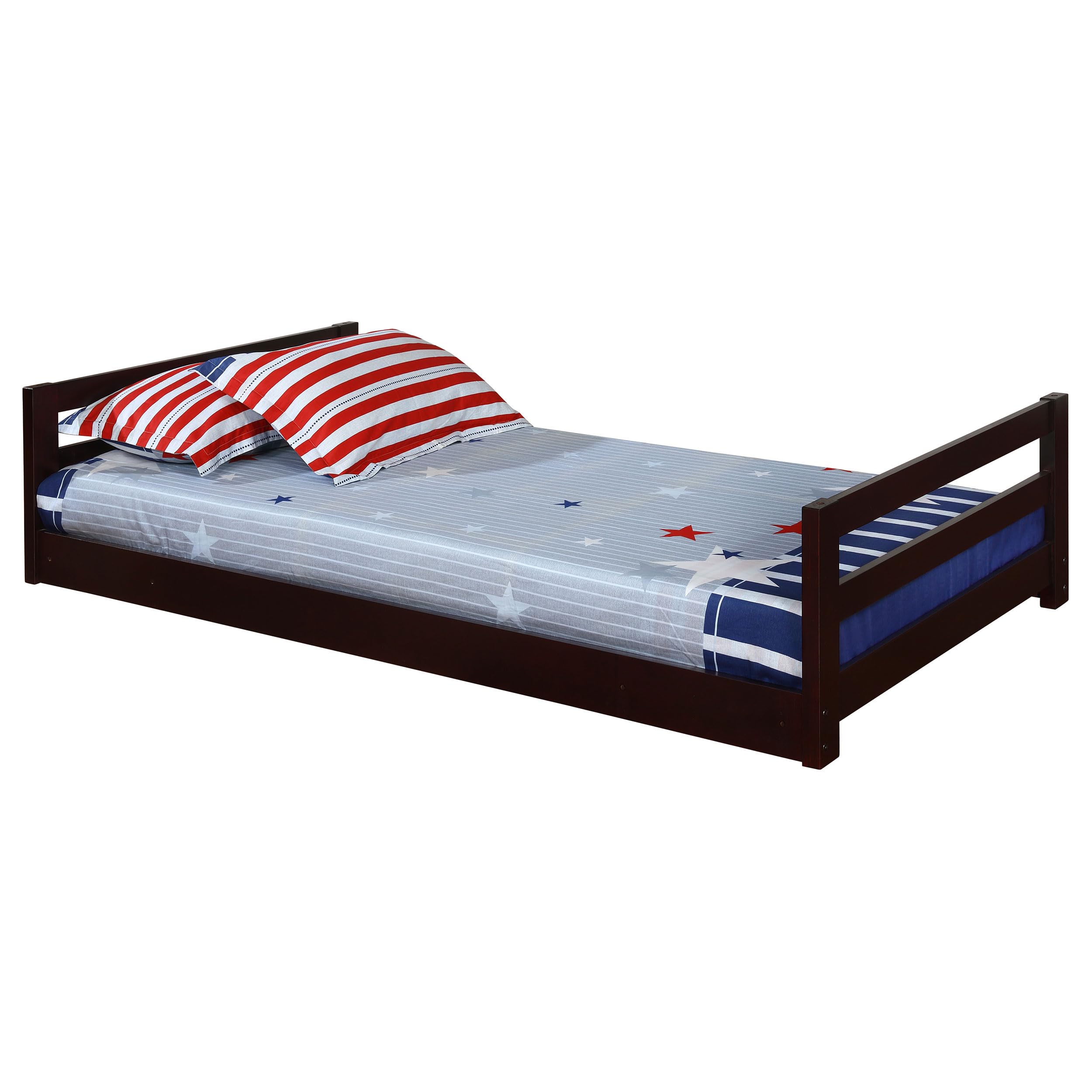 Coaster Home Furnishings Triple Bunk Bed Frame - Twin Over Twin Over Twin Size, Wood Construction with Ladder & Guardrails, Cappuccino Finish - Perfect for Kids' Bedrooms, Dorms, and Space-Saving Home Solutions