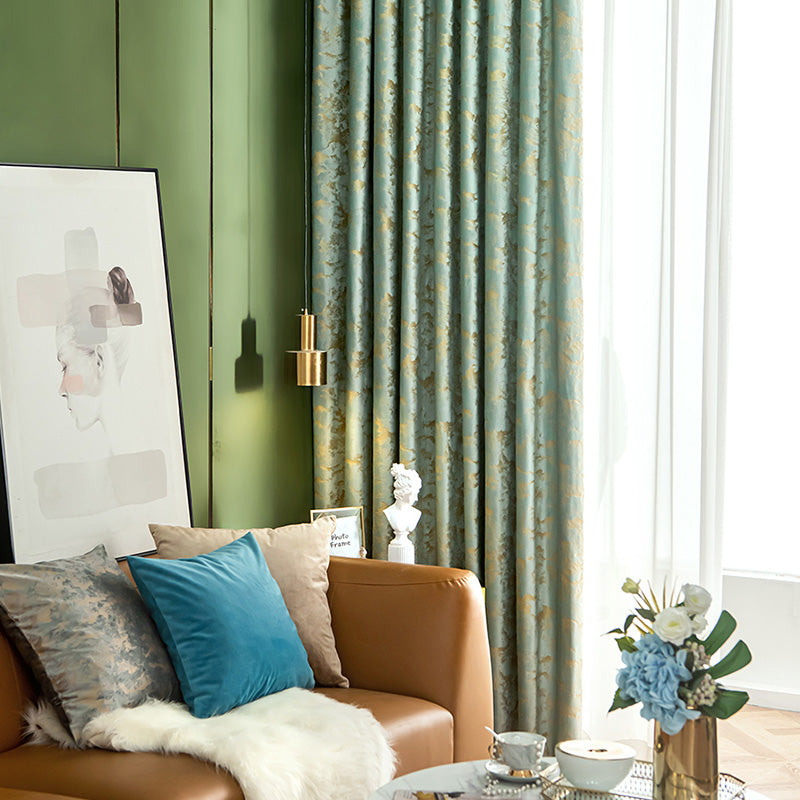 Zara Velvet Embossed Blackout Thermal Insulated Curtains - Green Luxury Window Drapes for Bedroom & Living Room, Noise Reducing & Energy Saving Home Decor
