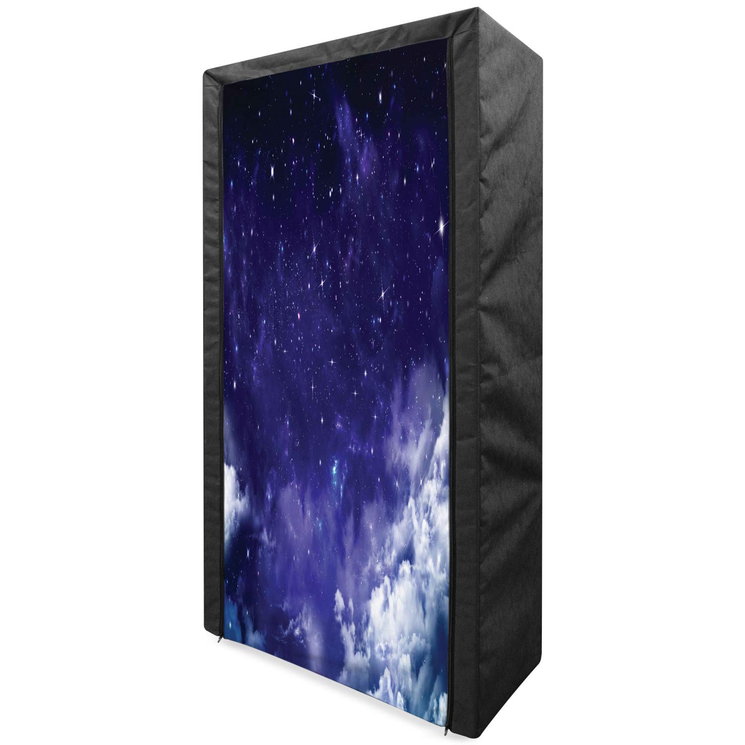 Ambesonne Space Themed Portable Fabric Wardrobe - Dreamy Night Stars & Clouds Design, 33.5