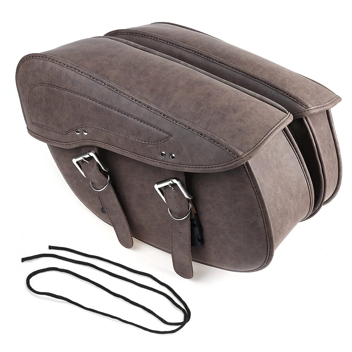 2Pcs Universal Motorcycle Saddlebags - Waterproof PU Leather Side Bags for Tools & Accessories - Perfect for Touring, Commuting & Adventure Rides