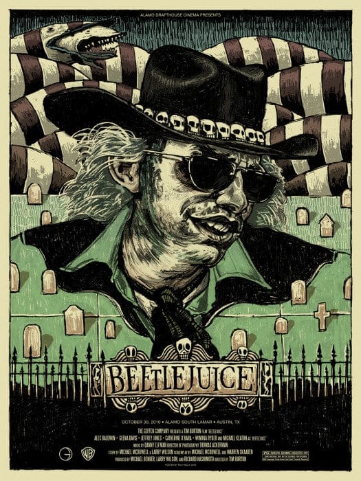 Beetlejuice Movie Poster by Rich Kelly - Vintage Horror Film Art Print for Home Decor, Office & Theater Room Wall Art