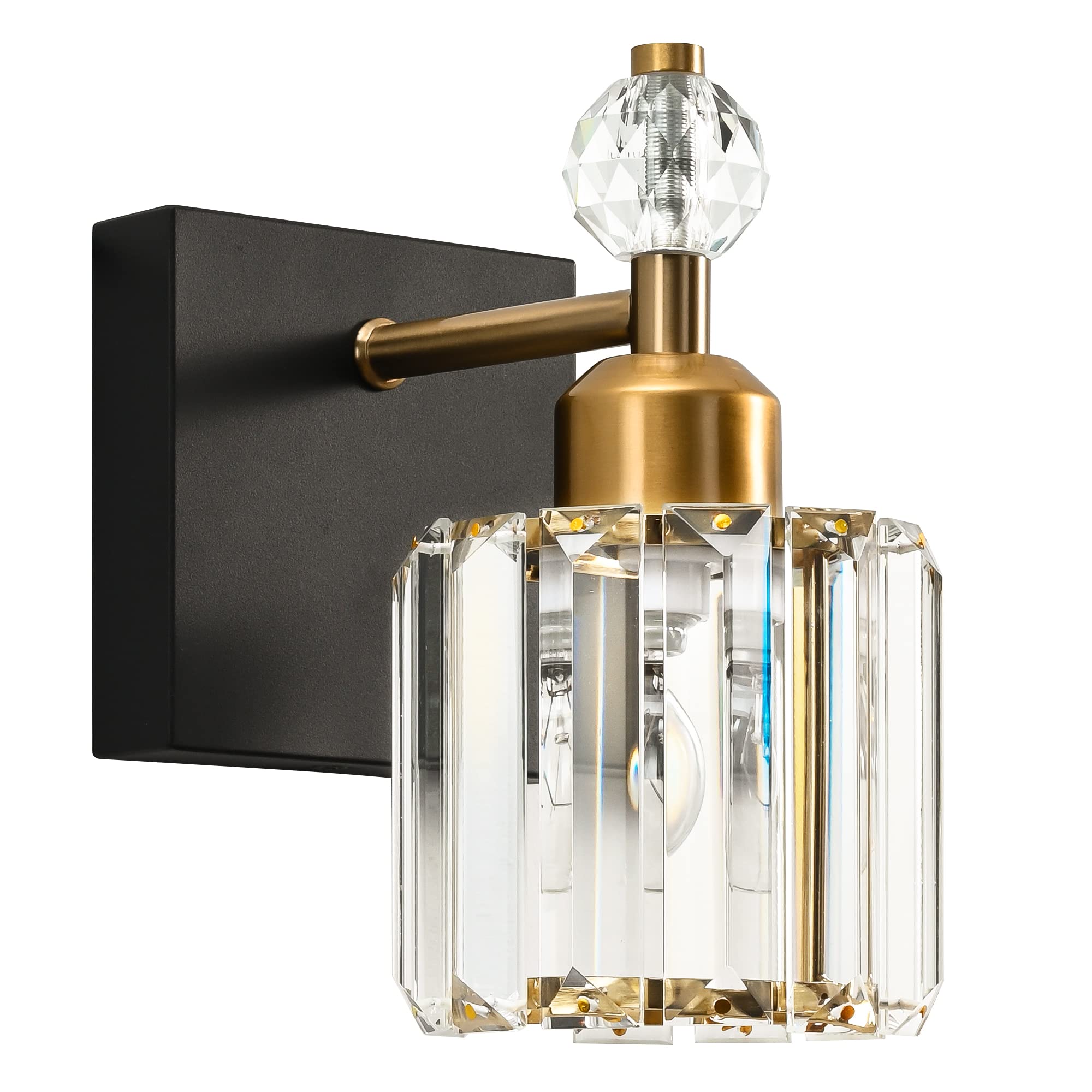 Modern Crystal Black Bathroom Vanity Light - 1-Light Fixture for Over Mirror Wall Lighting | Elegant Bathroom Decor for Home & Hotel Use