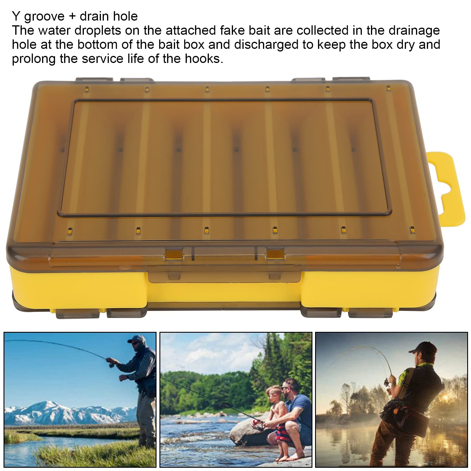 Ubersweet® Fishing Hook Storage Box - Durable Polypropylene Material for Long Service Life | Waterproof & Practical Fishing Accessories for Hooks, Lures & Tackle | Ideal for Saltwater & Freshwater Fishing Trips, Boat & Shore Fishing (Yellow)