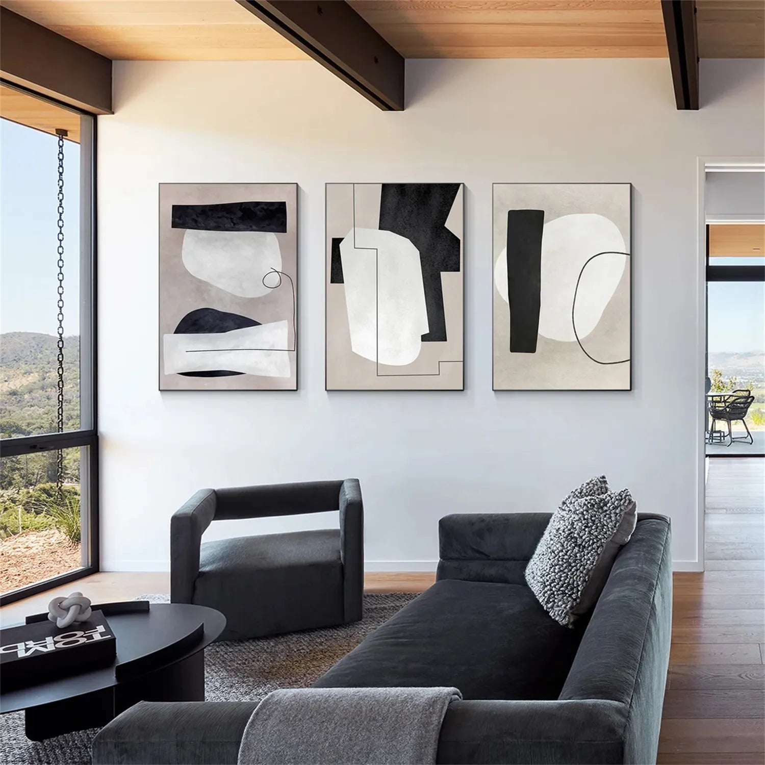 Custom Abstract Tranquility Wall Art Set of 3 - Modern Canvas Paintings for Living Room, Bedroom & Office Decor #WS179