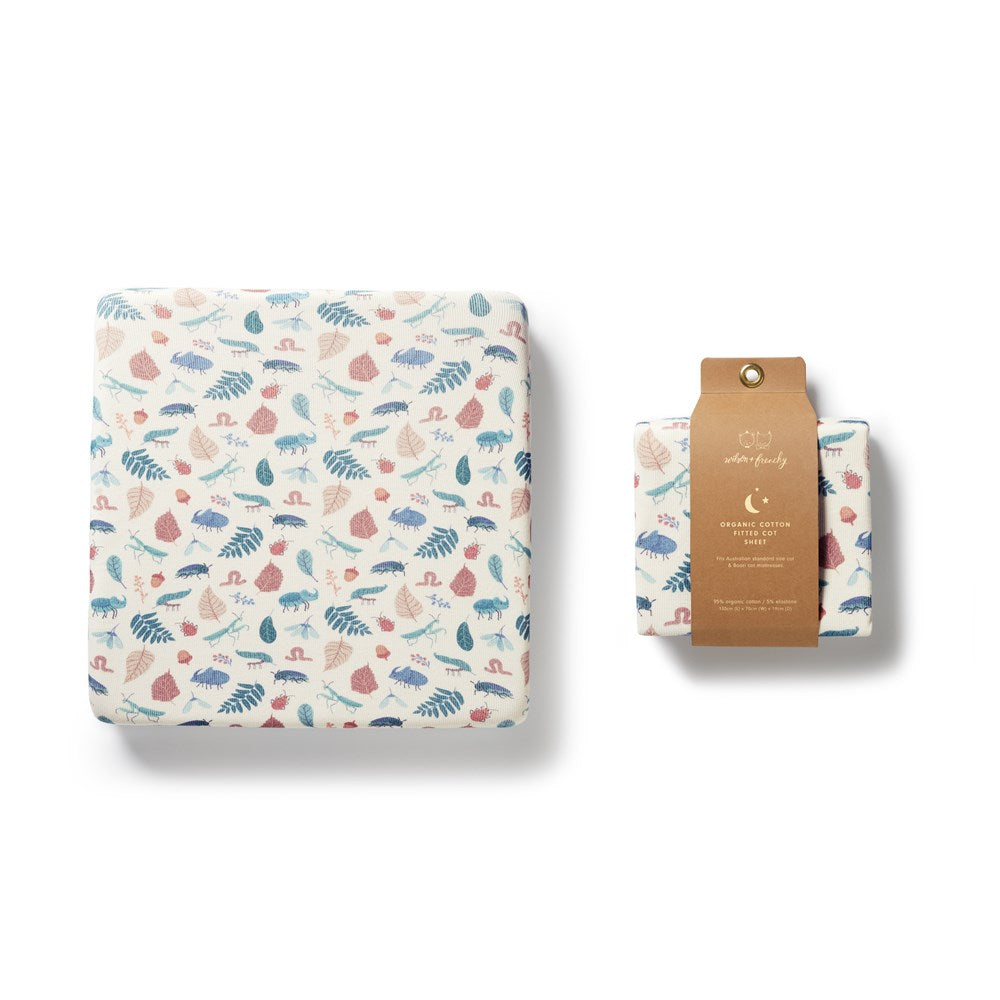 Organic Rib Cot Sheet - Bug Brigade Natural Cotton Baby Crib Fitted Sheet for Safe & Comfortable Sleep - Perfect for Nursery, Daycare, and Travel
