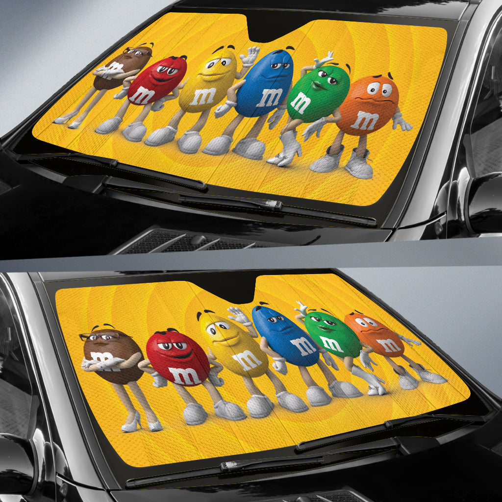 Funny M&M Car Sun Shades - UV Protection Auto Sunshade for Windshield - Perfect Gift for Car Lovers & M&M Fans - Great for Road Trips & Summer Driving