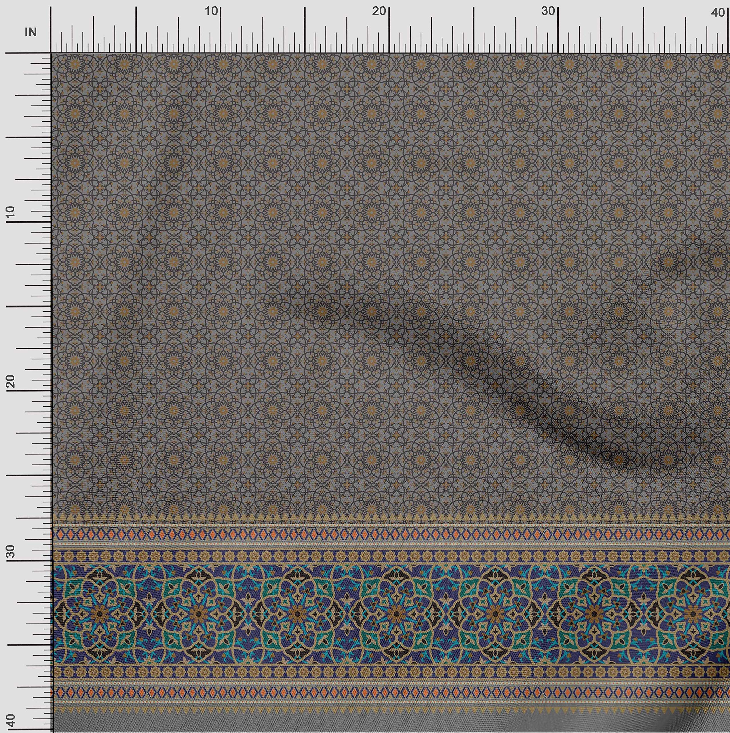 Soimoi Moss Georgette Gray Fabric by The Yard - 42 Inch Wide Artistic Flower Panel Canvas - Printed Floral Fabric for DIY Crafts, Home Decor & Fashion Design - Perfect for Dresses, Curtains & Creative Sewing Projects