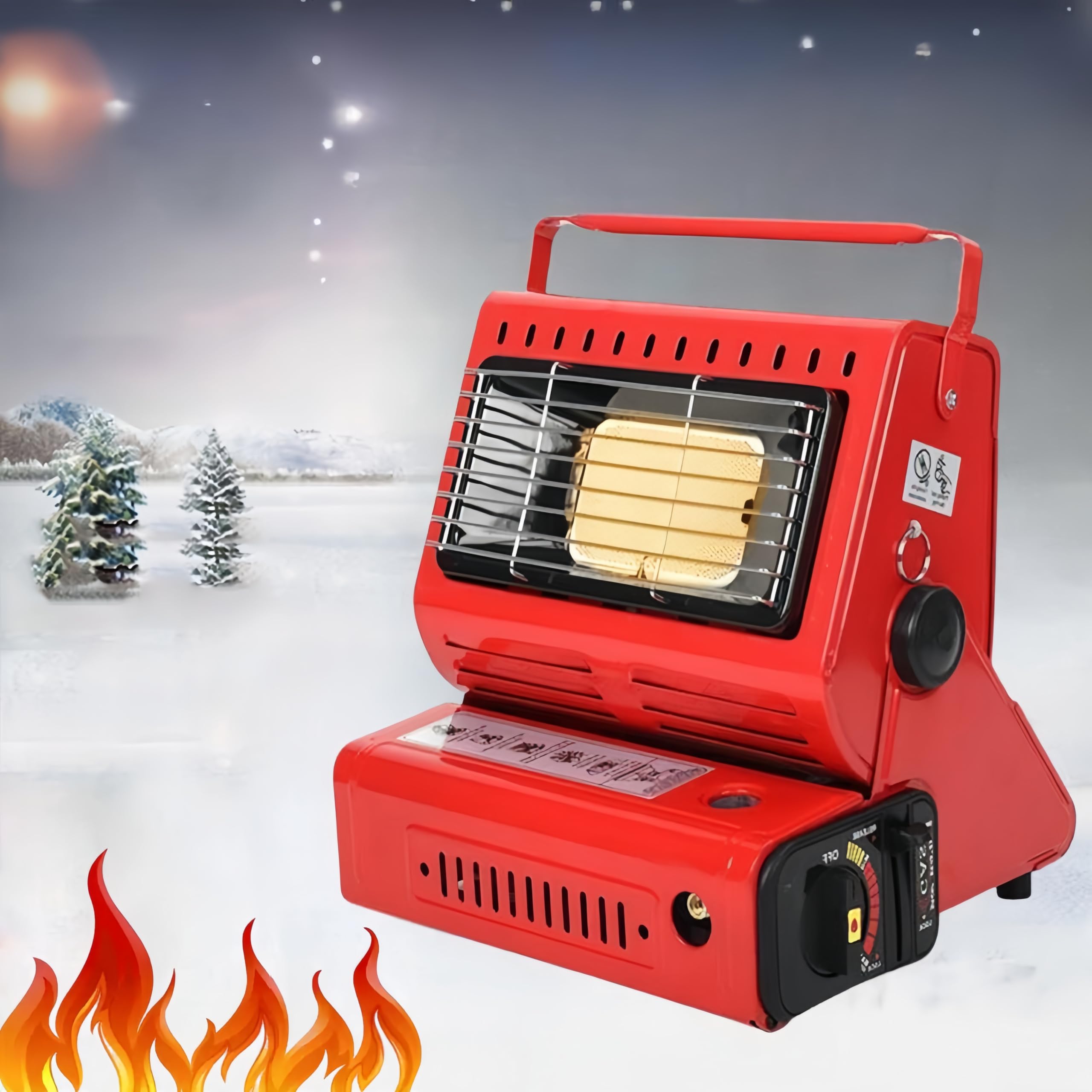 Portable 2-in-1 Butane Heater and Stove - 90° Rotary Ceramic LP Gas Burner Warmer with Adjustable Heat for Camping, RV, Tent & Outdoor Cooking | Emergency Heating Solution for Cold Weather Adventures