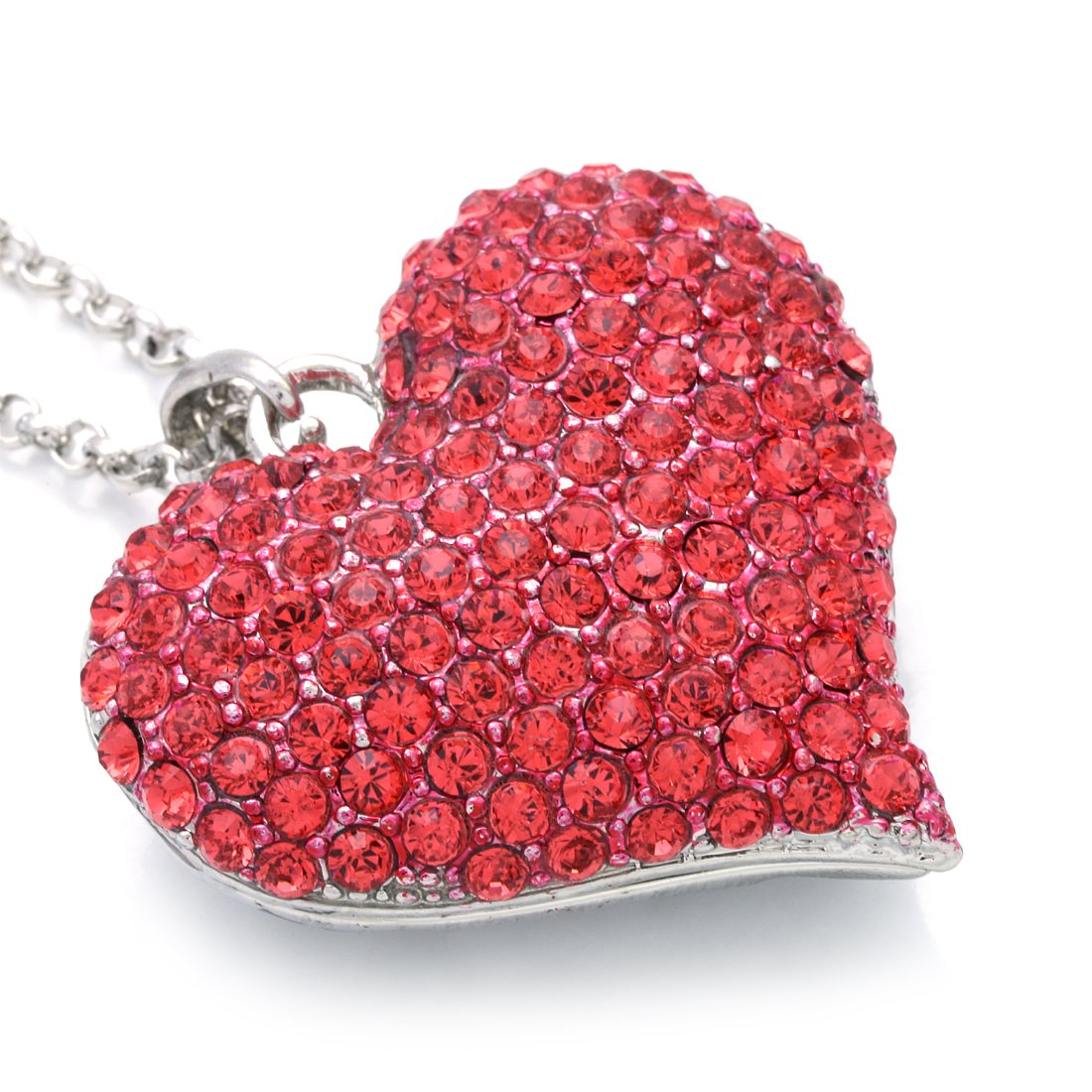SoulBreeze Heart Shaped Valentine's Day Pendant Necklace for Women - Sparkling Rhinestone Jewelry Gift for Her - Perfect for Anniversaries, Romantic Dates & Special Occasions