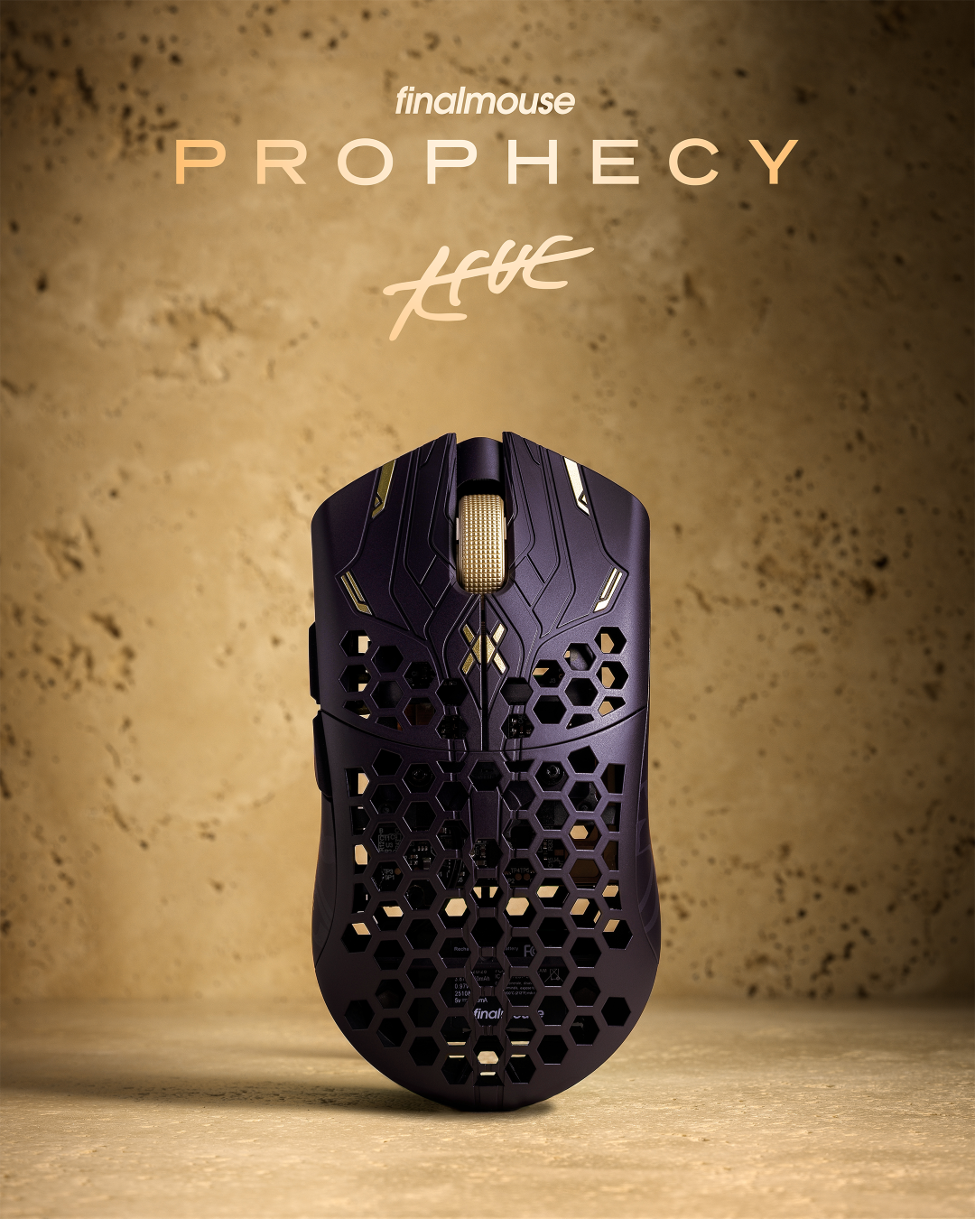 Finalmouse ULX Prophecy Wireless Gaming Mouse - Ultra Lightweight 55g, Honeycomb Shell, 4000Hz Polling Rate - Perfect for FPS, MOBA & Esports Gaming (Medium Size)