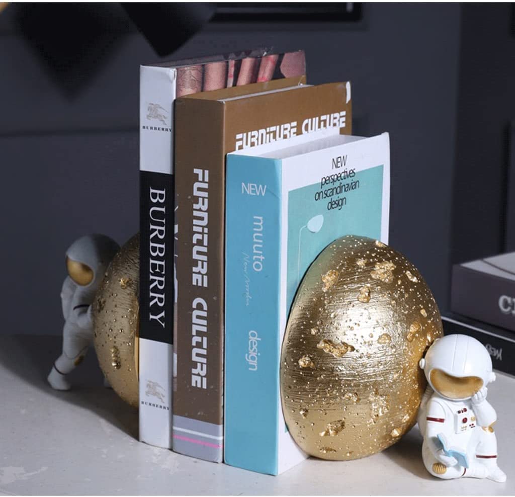 Modern Astronaut Bookends - Heavy Duty Book Stoppers for Office Shelves & Home Decor | Blue Space-Themed Book Holder | Perfect for Office Organization & Kids' Room Decor