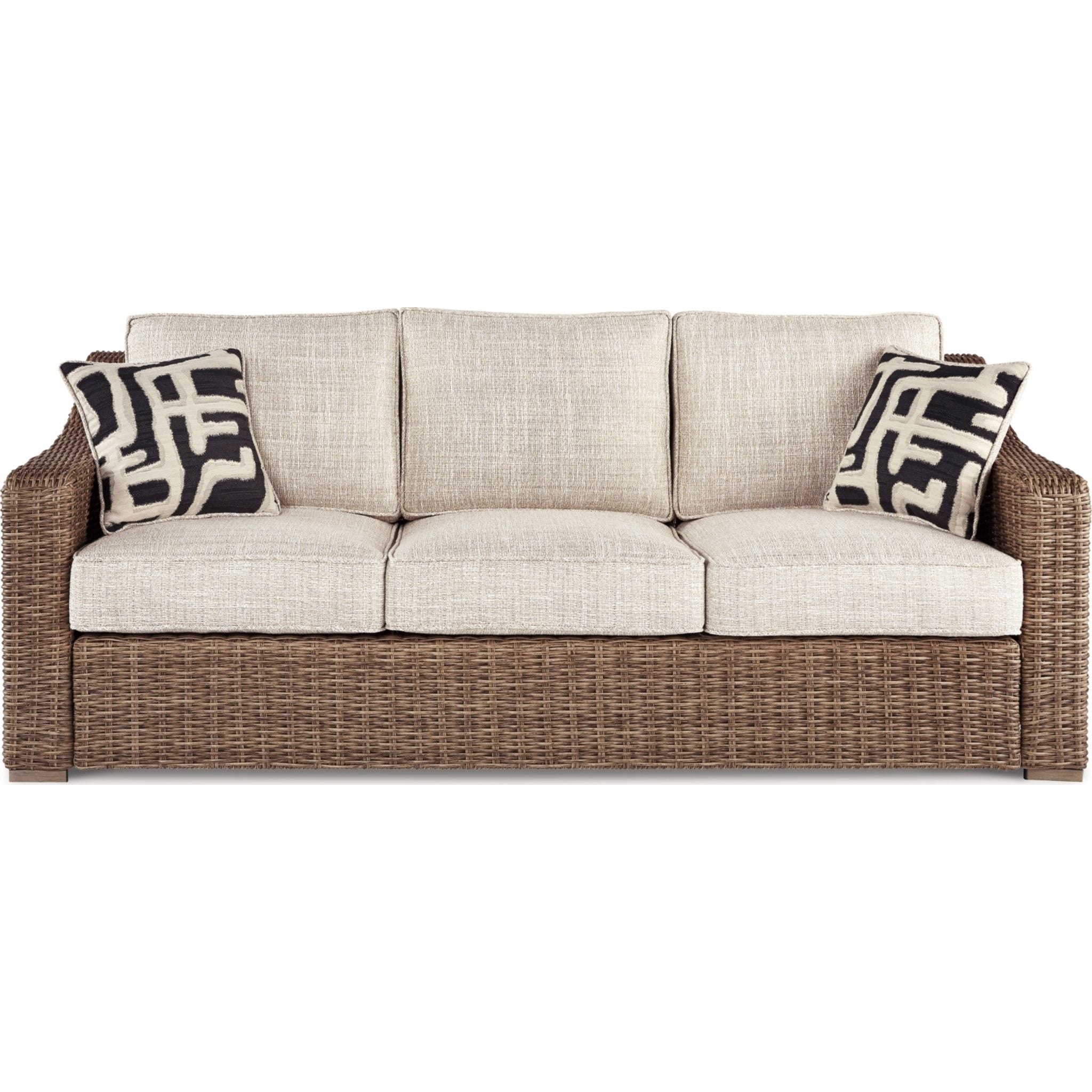 Beachcroft Outdoor Sofa with Cushion - Water-Resistant White/Beige Patio Furniture for Backyard, Poolside & Garden Relaxation