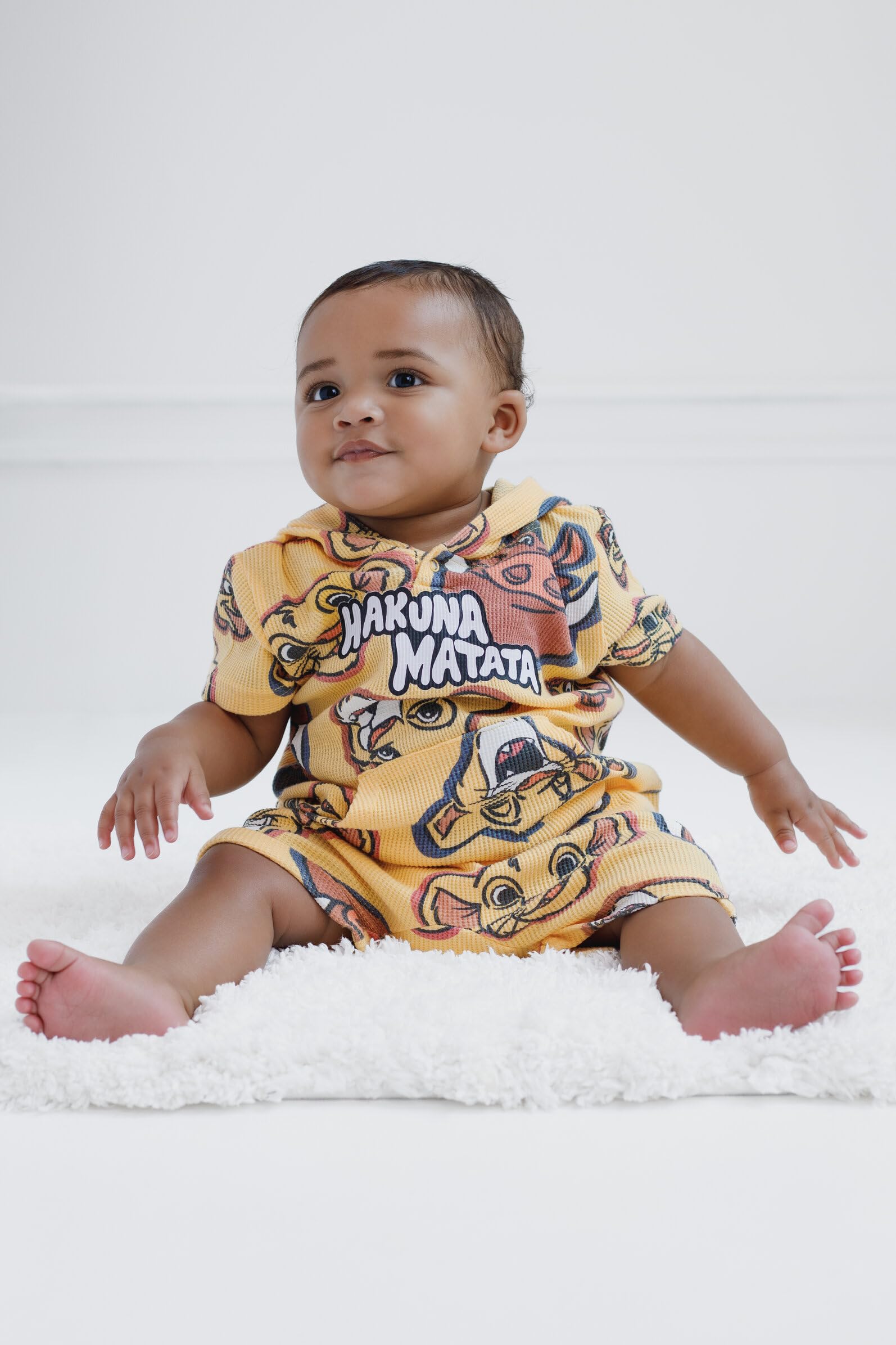 Disney Lion King Mickey Mouse Waffle Knit Pullover Hoodie and Shorts Set for Newborn to Toddler - Cozy Winter Outfit for Baby Boys & Girls