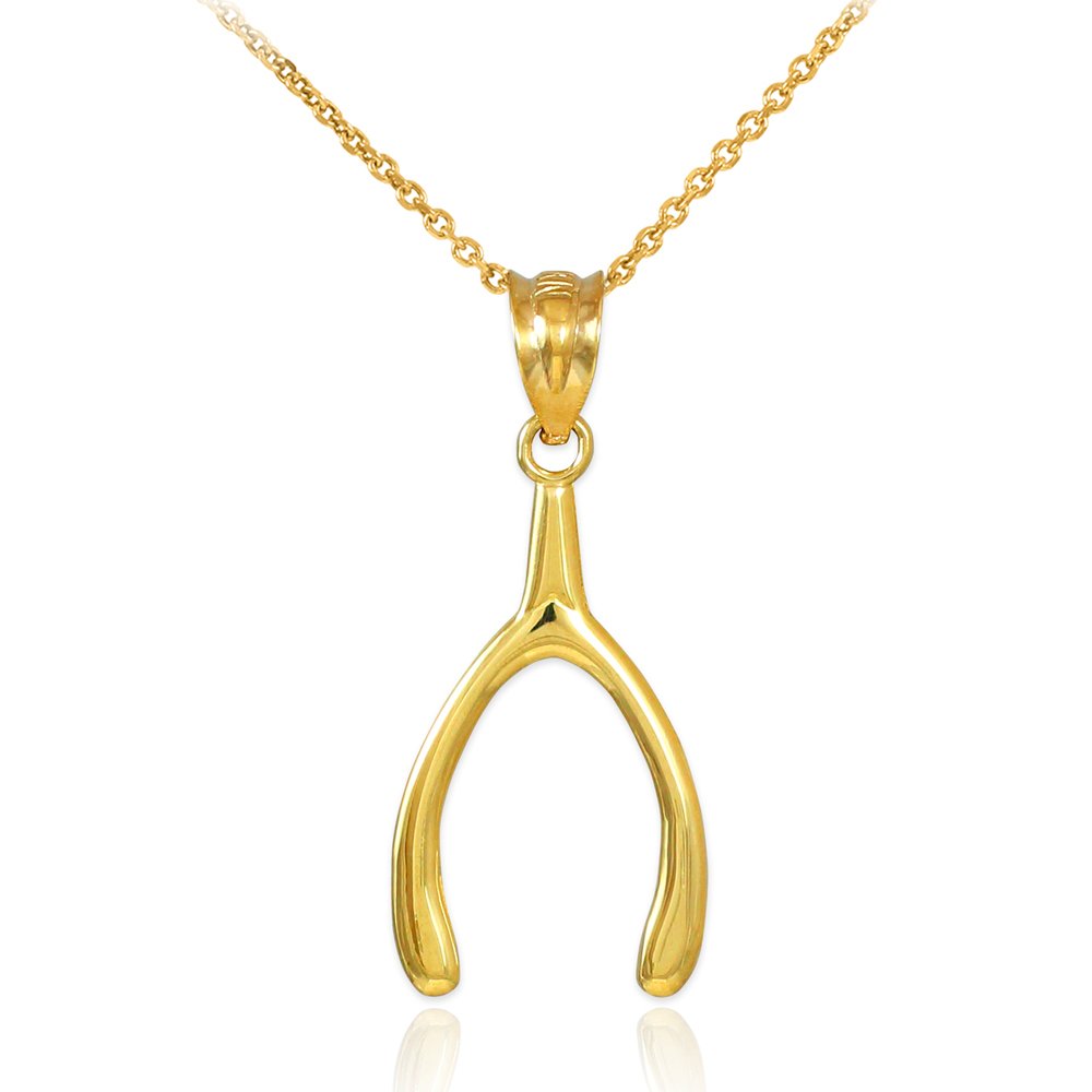 10k Gold Polished Wishbone Pendant Necklace for Women - Elegant Dainty Jewelry Gift for Birthday, Anniversary & Everyday Wear
