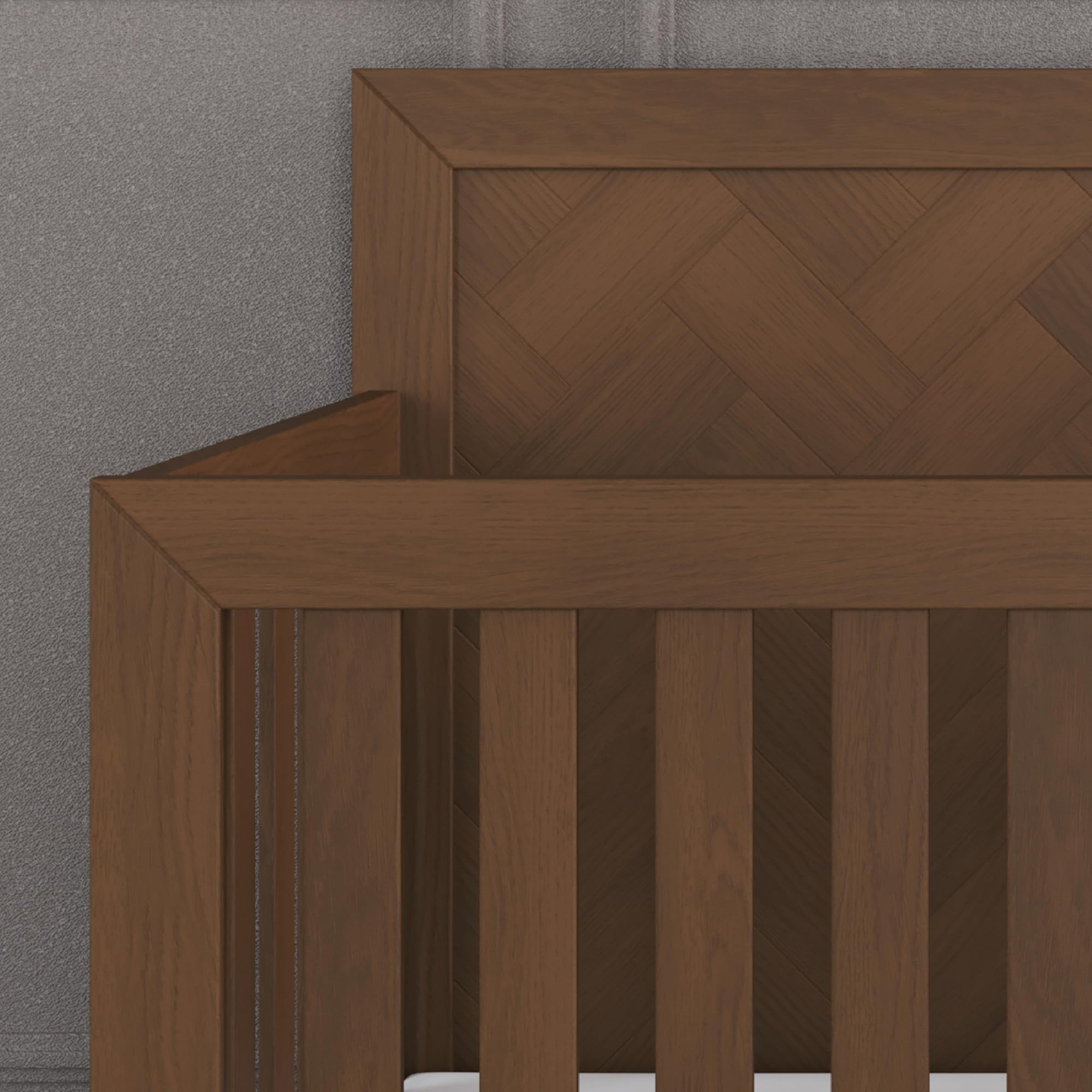 Kieran 4-in-1 Convertible Baby Crib to Toddler Bed & Full Size Bed - Adjustable Height, Non-Toxic Safe Finish (Toasted Chestnut) - Perfect for Nursery, Bedroom & Growing Kids