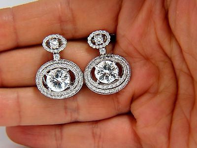 10.90CT Natural Zircon Diamond Dangle Drop Earrings in 14K Gold - Elegant Statement Jewelry for Weddings, Parties & Special Occasions