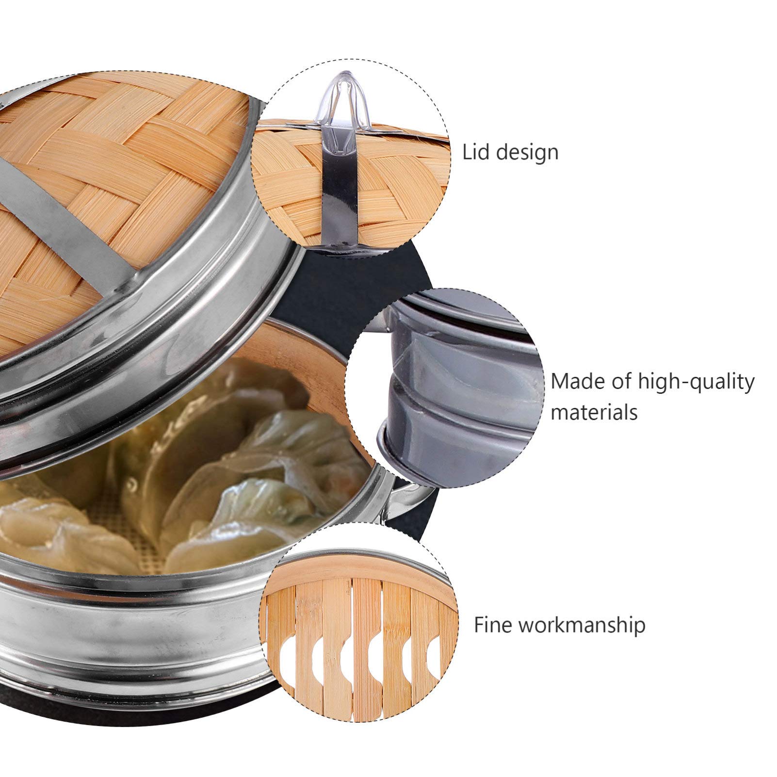 Hemoton Steamer Basket with Lid - Kitchen Gadget for Healthy Cooking