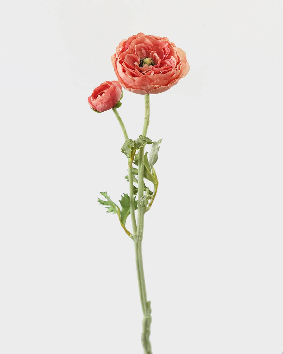 Artificial Salmon Pink Ranunculus Flowers - 19.5