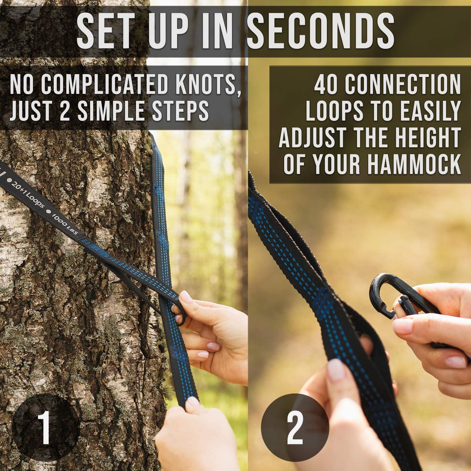Foxelli Camping Hammock Set - Lightweight Portable Hammock with Rain Fly Tarp, XL Tree Straps & Mosquito Net - Perfect for Backpacking, Hiking and Outdoor Adventures