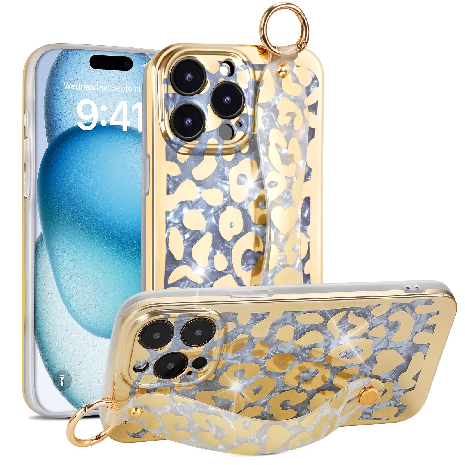 Shockproof Ultra Slim IMD Case for iPhone 12 Pro Max (6.7-inch) - Cheetah Print Wristband & Kickstand Cover | Perfect for Gym, Outdoor Activities & Everyday Protection (Leopard Skin Pattern)