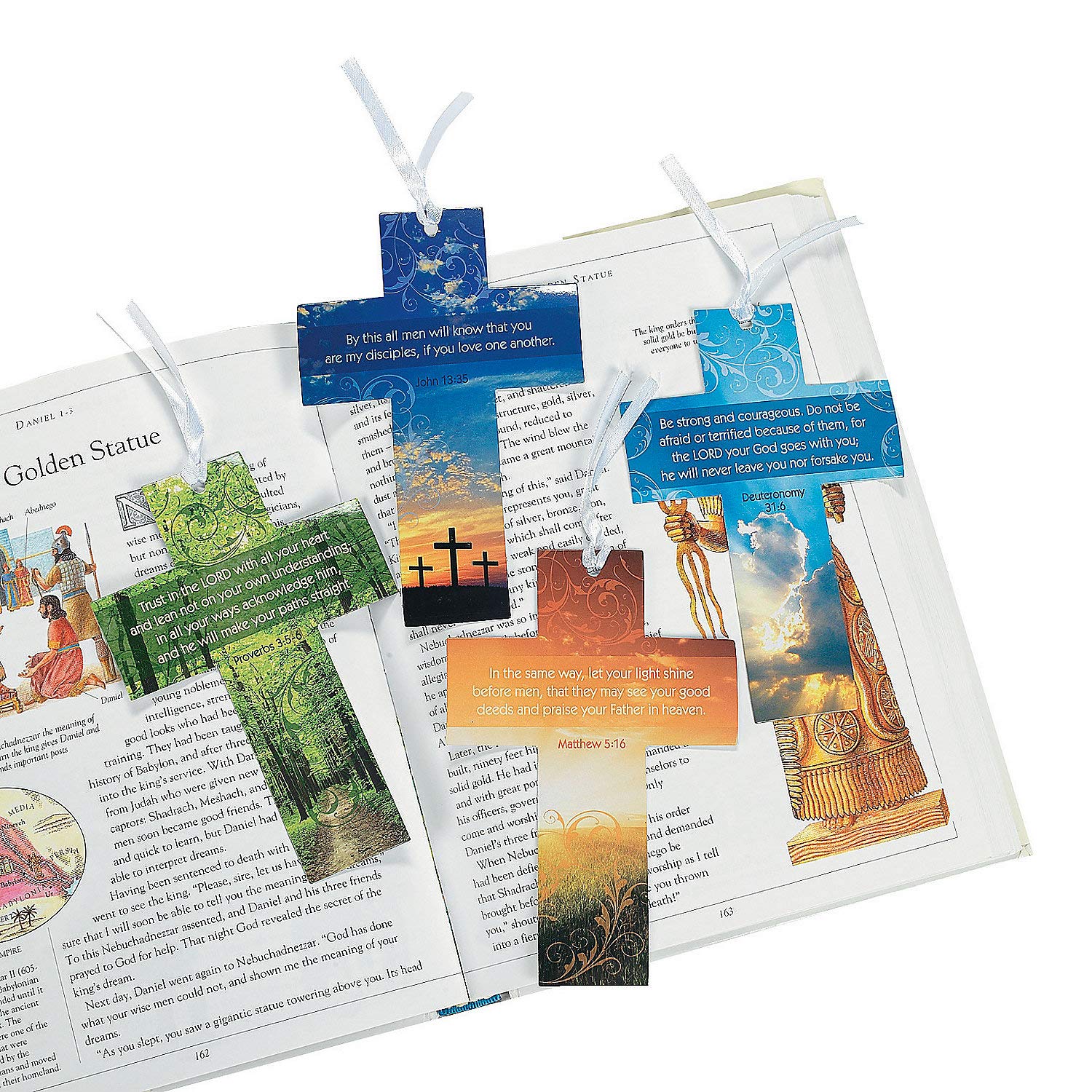 Religious Cross Bookmarks with Live Photography - 24-Piece Set for Bible Study, Church Events & Gift Giving - Fun Express Stationery