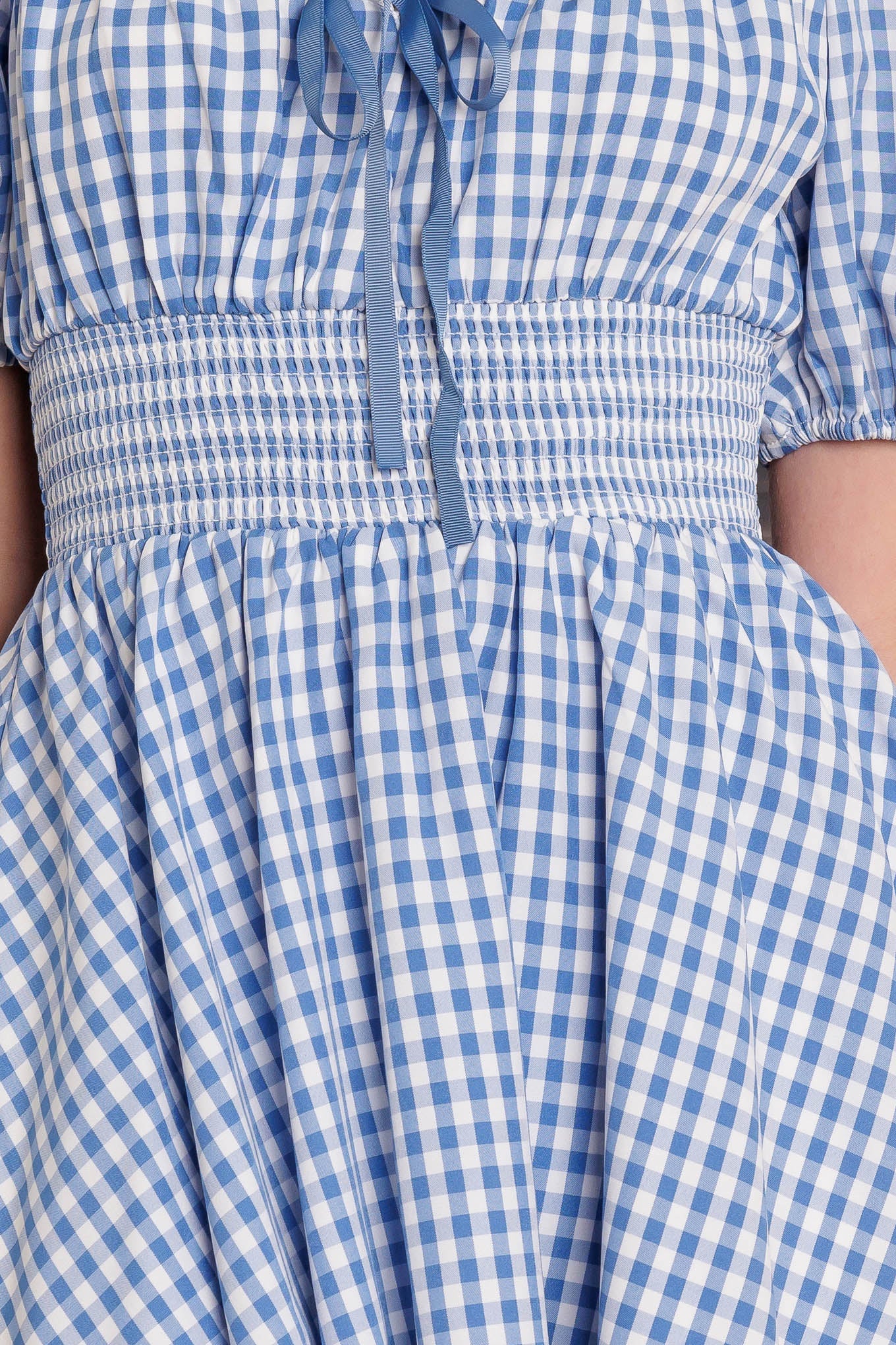 Kansas Skies Blue Gingham Mini Dress - Floral Print Summer Dress for Women | Perfect for Picnics, Beach Outings & Date Nights