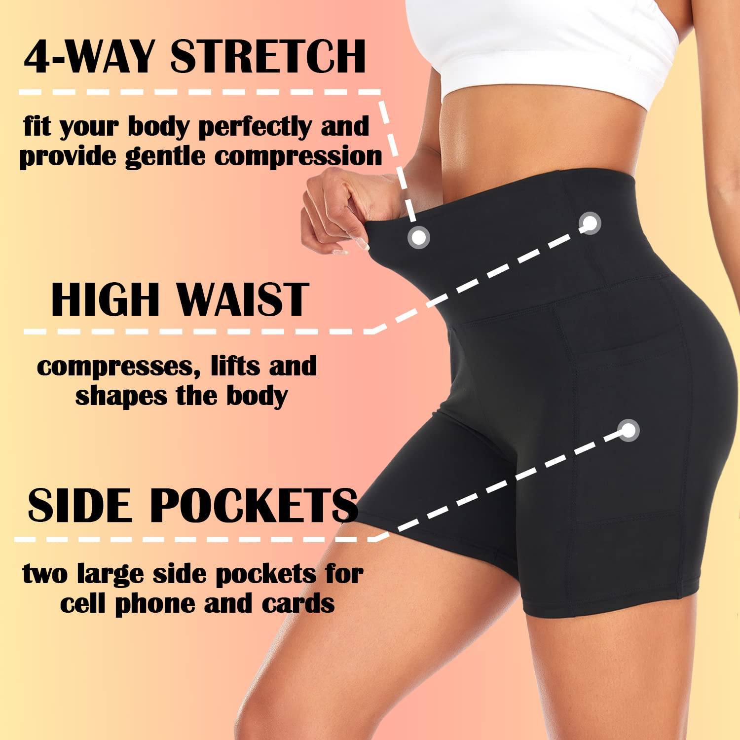 FULLSOFT 4 Pack Women's High Waist Biker Shorts with Pockets - 5