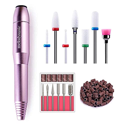 MelodySusie Professional Electric Nail Drill Kit - Portable Efile for Acrylic & Gel Nails, Manicure Pedicure Polishing & Shaping Tools with 7 Ceramic Bits | Perfect for Home Salon & Nail Art Enthusiasts