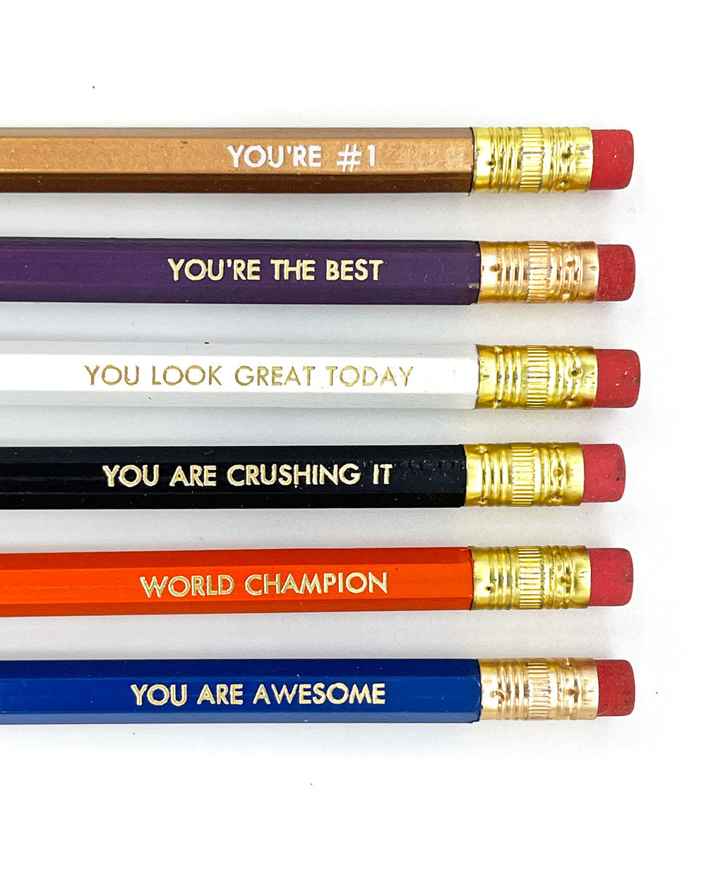 Positive Pencils Set of 6 - Motivational Writing & Drawing Pencils for Students, Artists & Office Use - Perfect for School, Sketching & Daily Inspiration