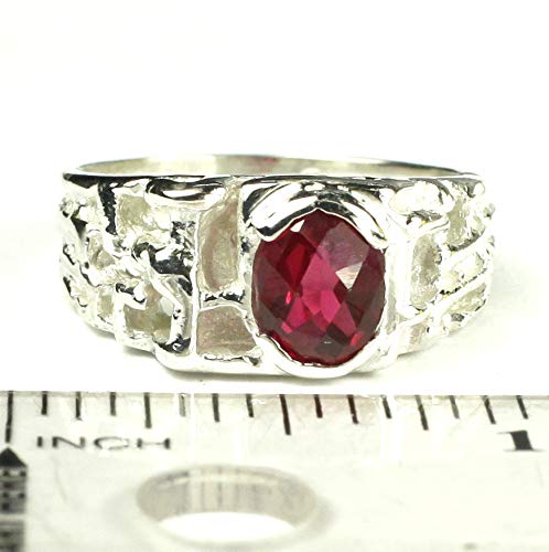 CRIMSON FIRE TOPAZ Sterling Silver Men's Ring for Gifts & Weddings •SR197 | Durable 925 Silver Jewelry for Men, Anniversary & Engagement Rings